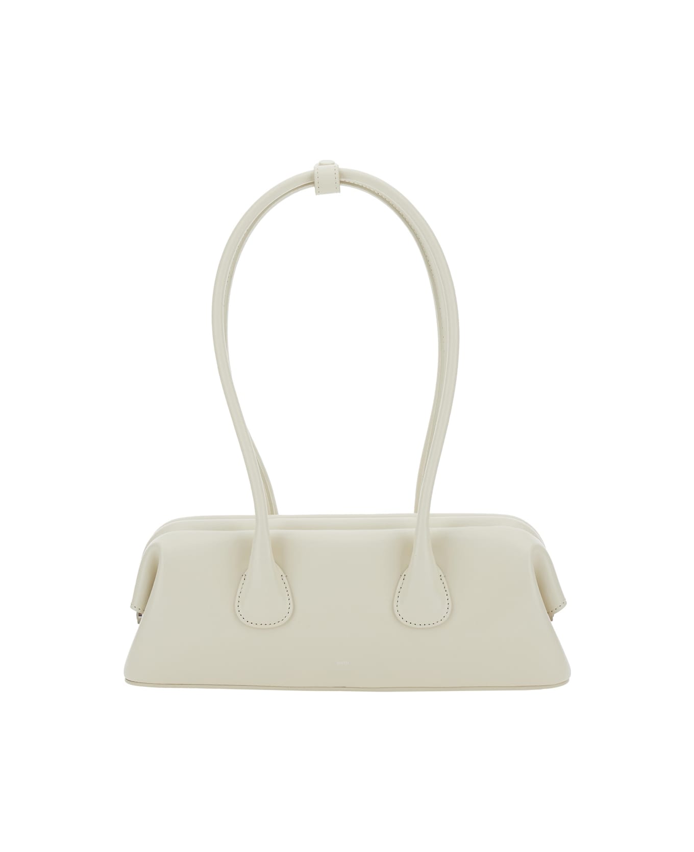 OSOI 'boat Wide Mini' White Shoulder Bag With Round Handles And Logo Lettering On The Front In Leather Woman - White
