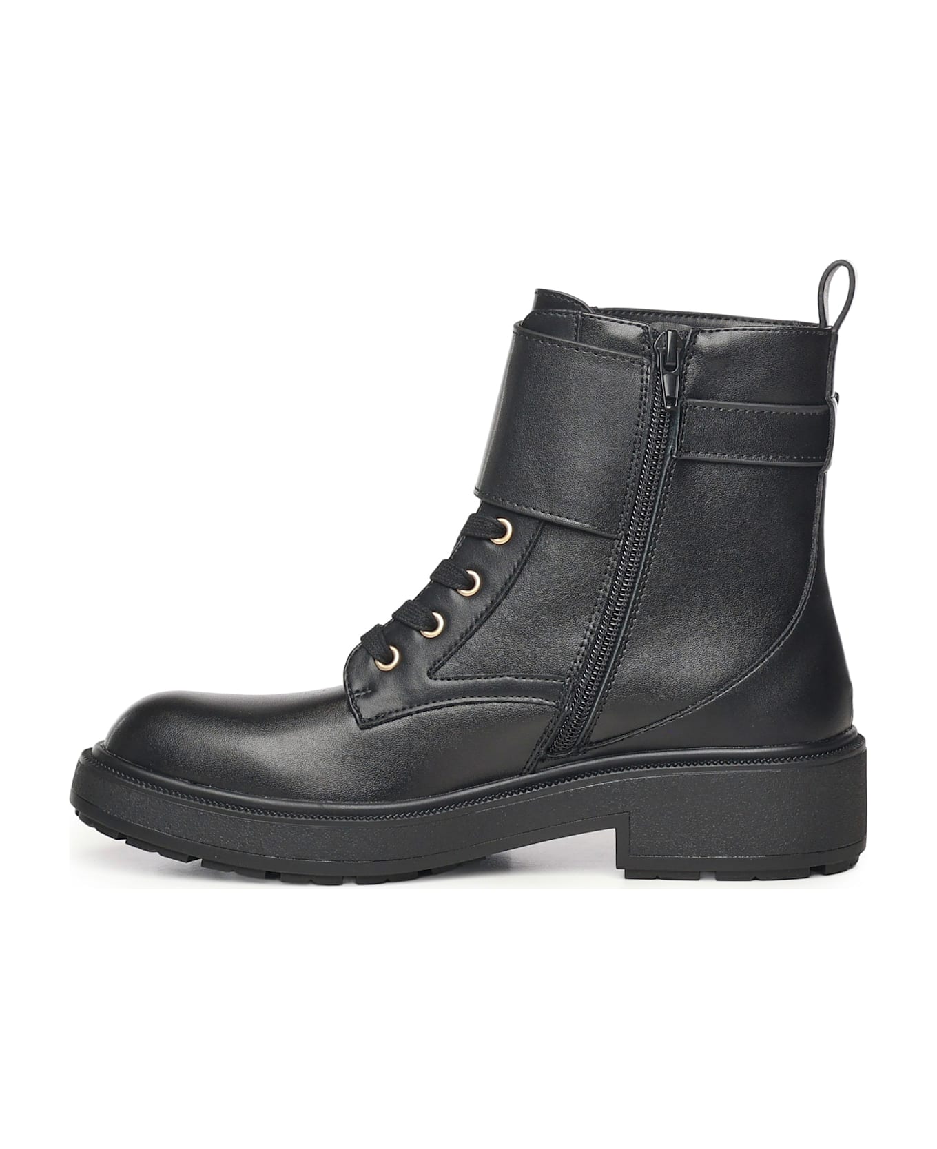Liu-Jo Leather Combat Boots - Black