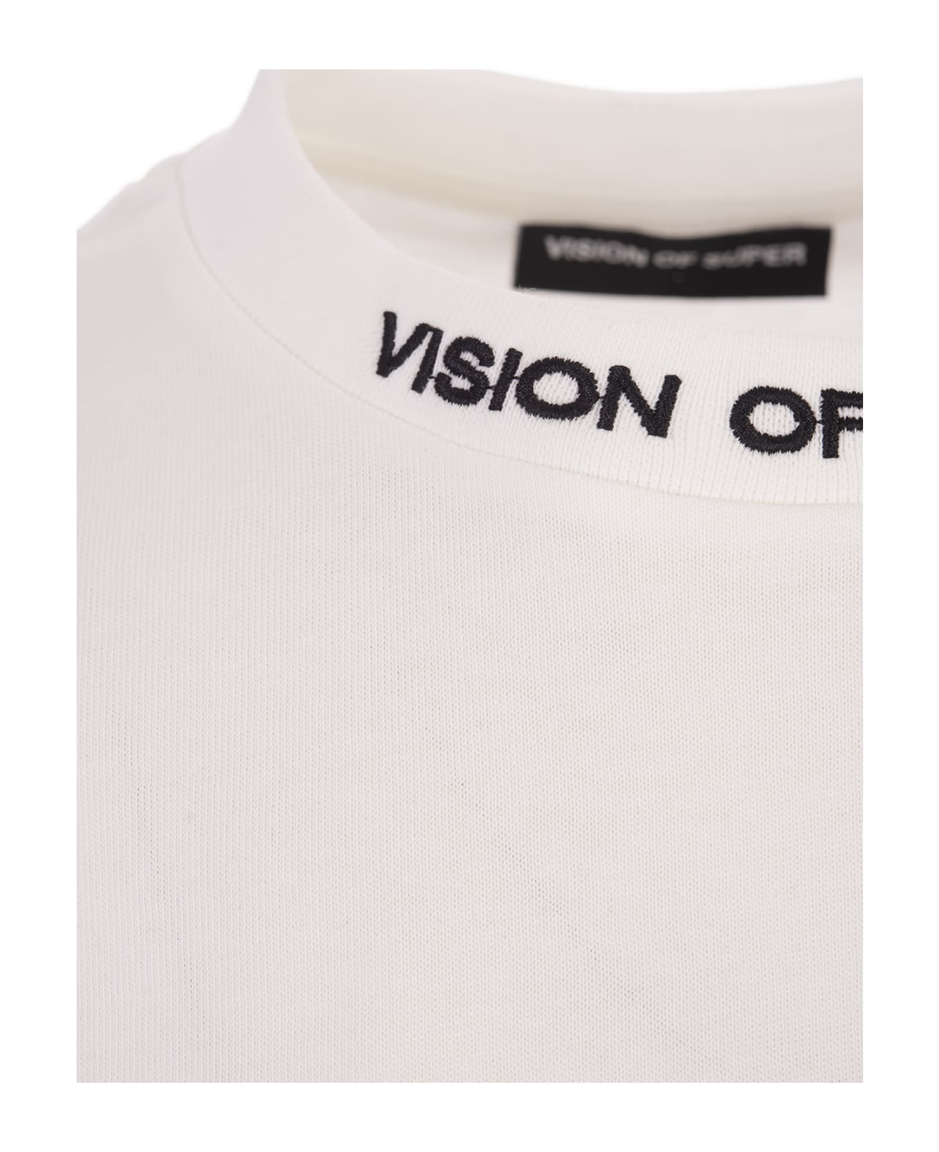 Vision of Super White T-shirt With Embroidered Red Flames