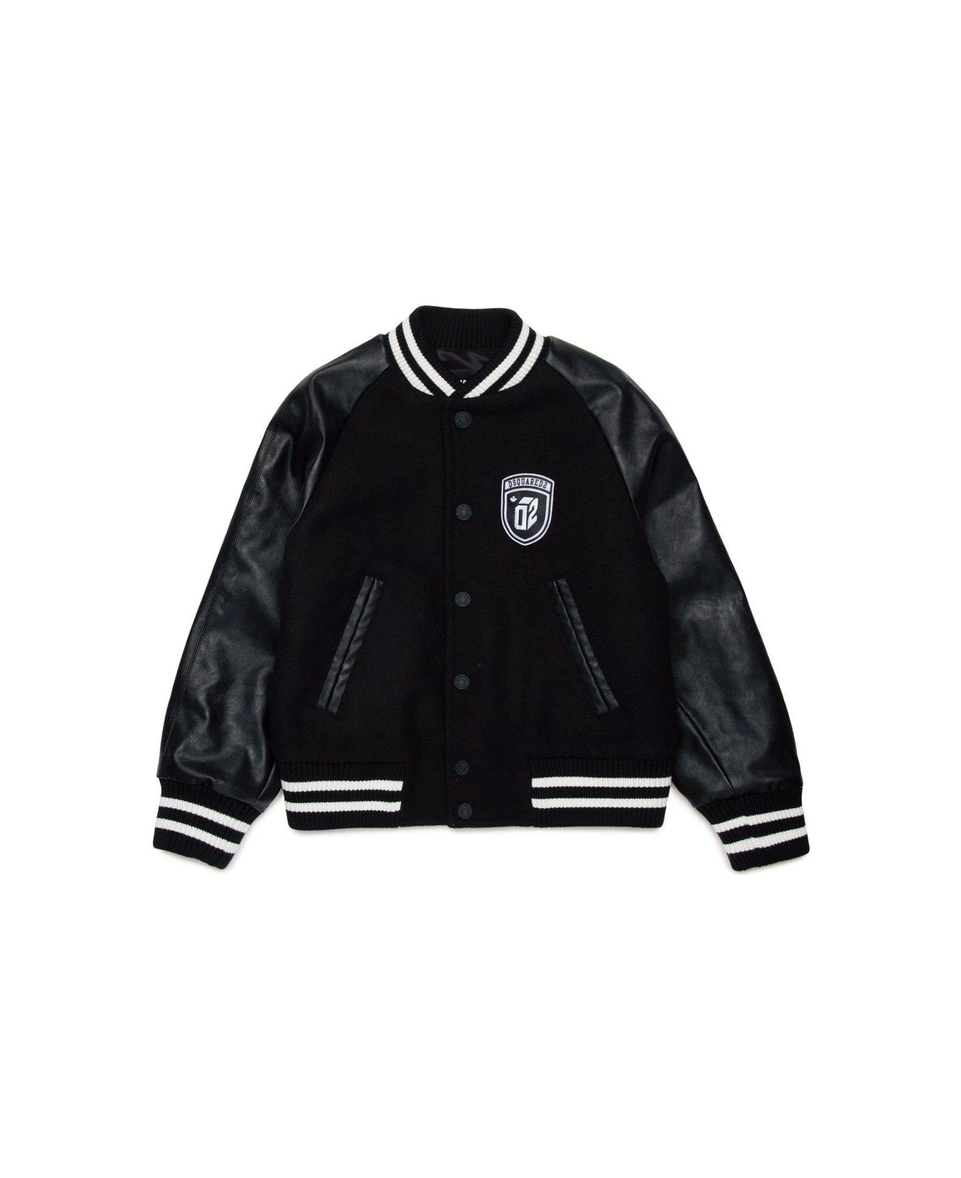 Dsquared2 D2 Logo Embroidered Bomber Jacket - black