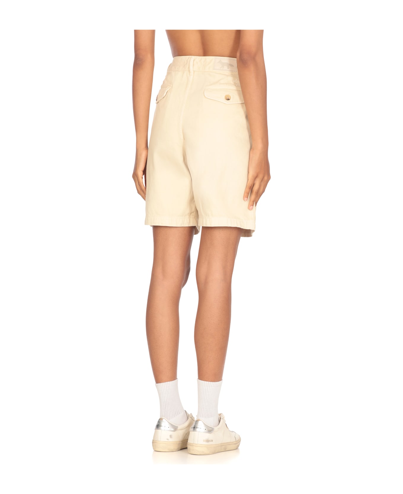 Maison Kitsuné Cotton Shorts - Beige