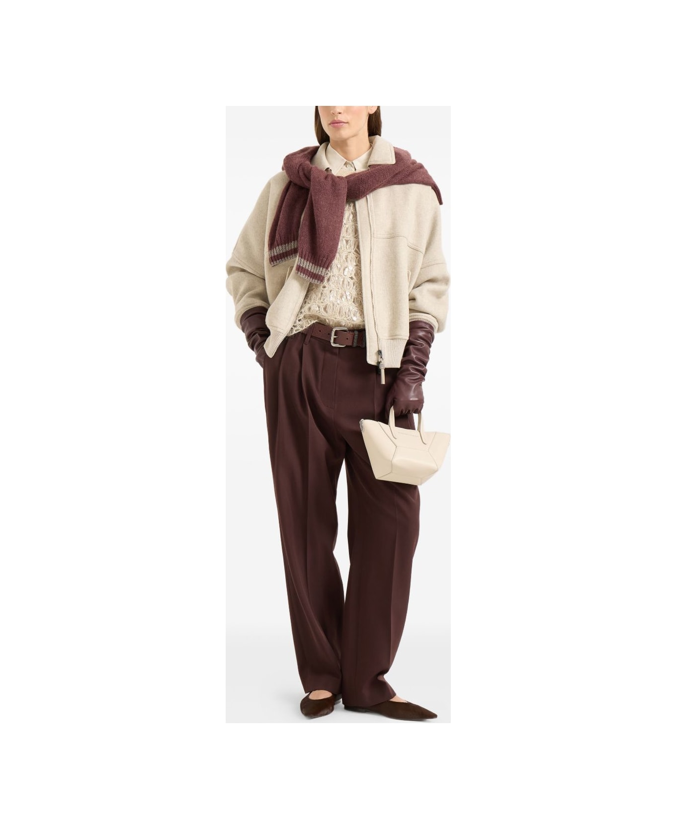 Brunello Cucinelli Wool Blend Trousers - Bordeaux