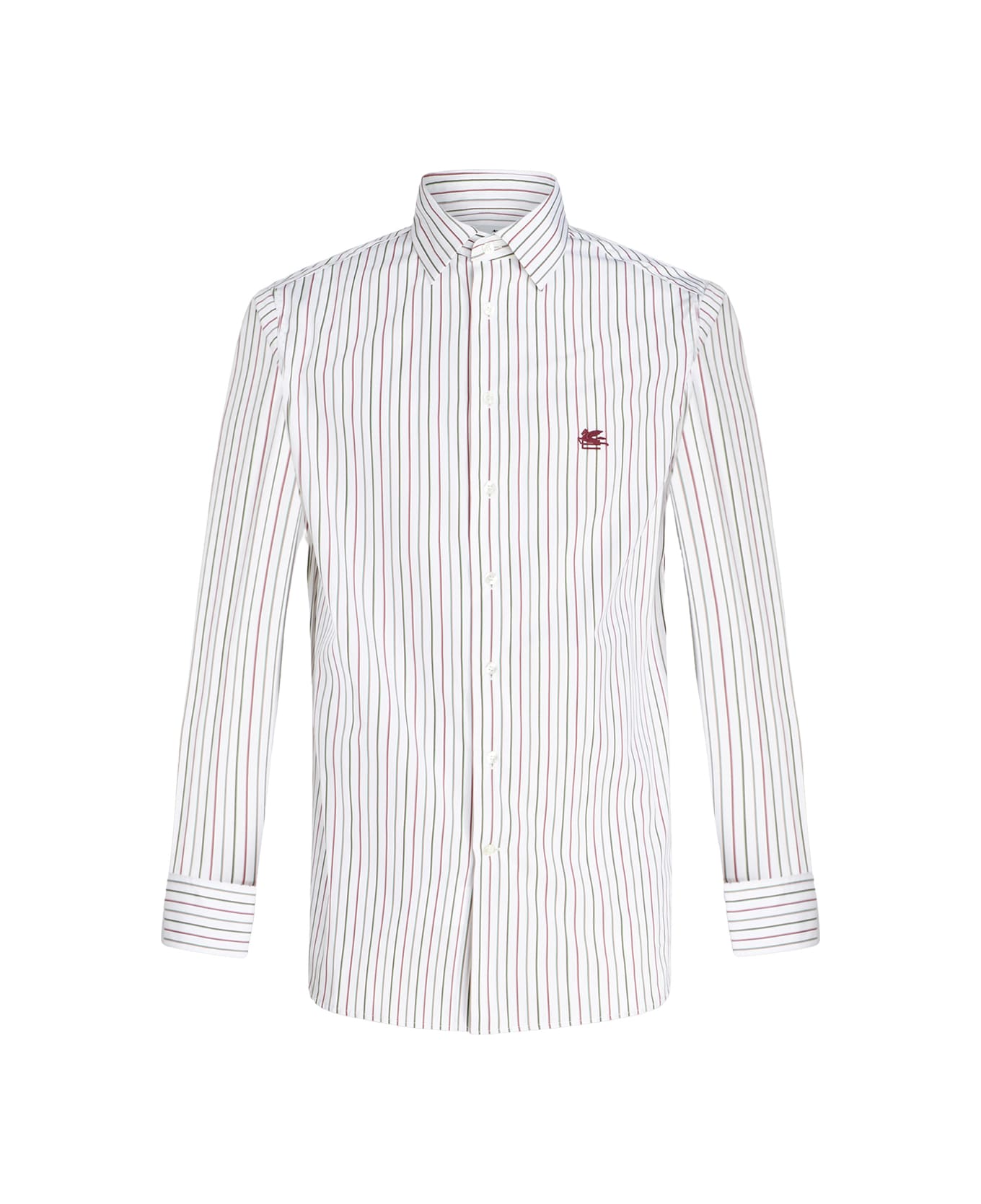 Etro Multicolor Striped Cotton Shirt With Logo - White シャツ