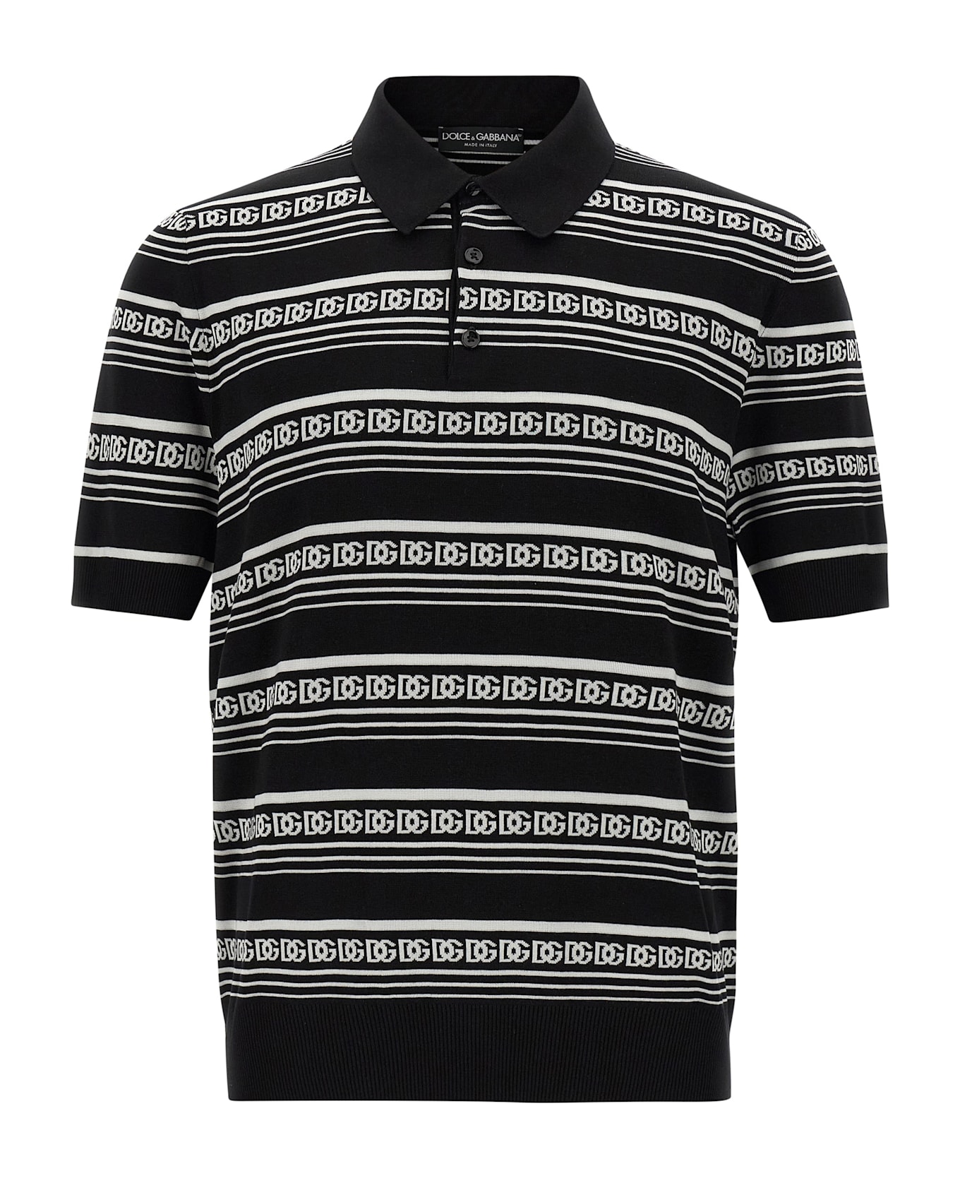 Dolce 
Gabbana Knitted Polo Shirt - White/Black