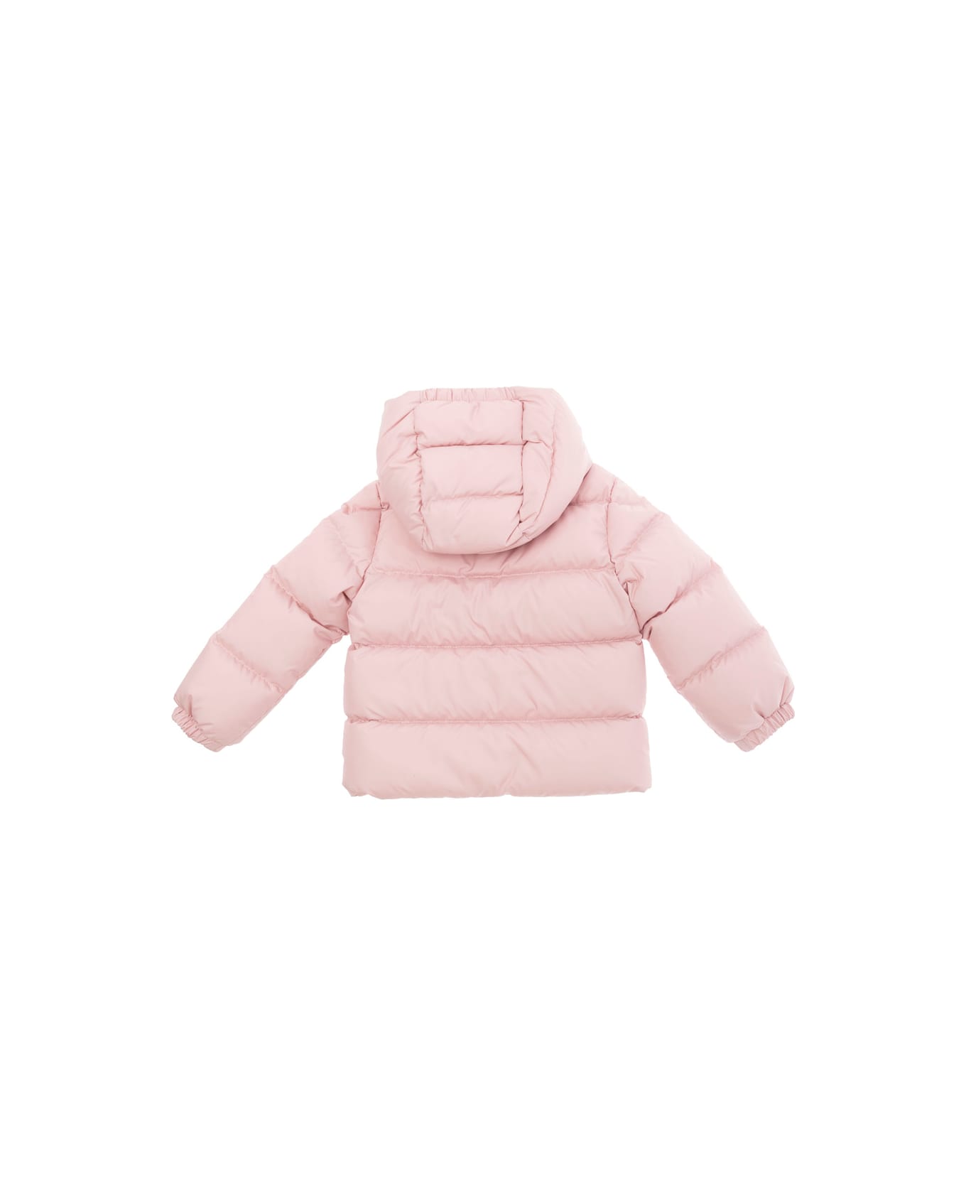 Moncler 'sharon' Pink Down Jacket With Logo Patch In Tech Fabric Baby - Pink コート＆ジャケット