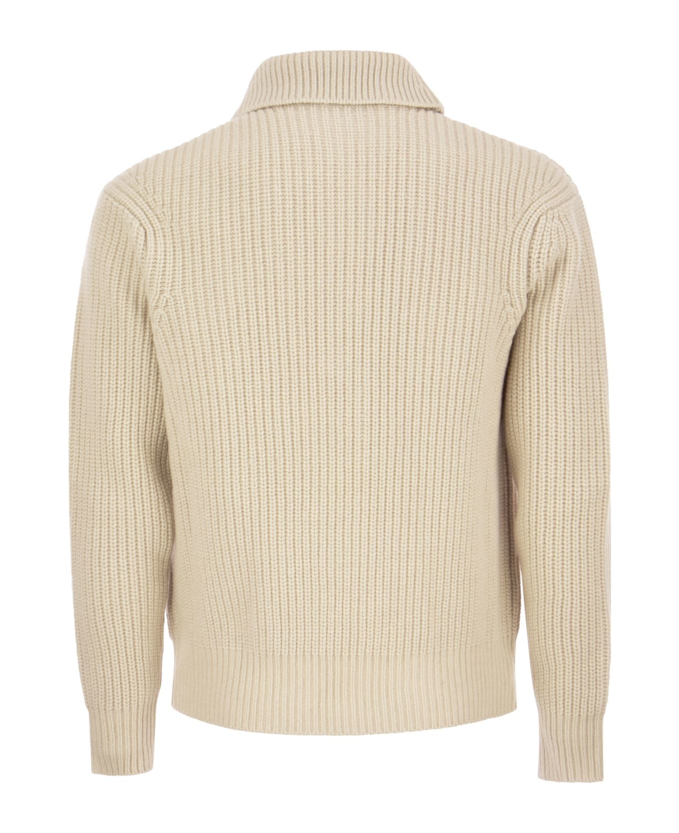 Peserico Wool And Cashmere Cardigan - Chalk