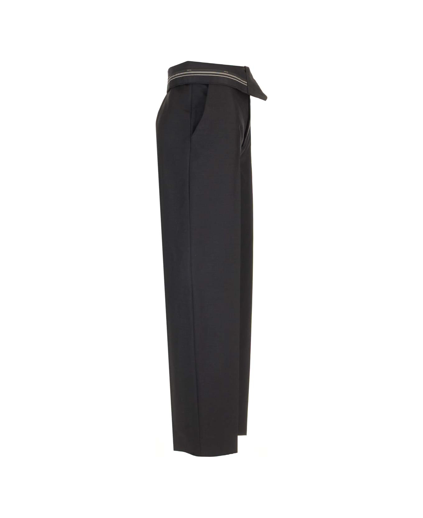 Fendi Black Mohair And Wool Trousers - Black