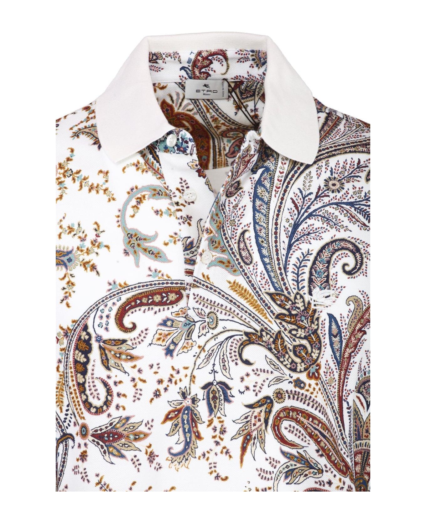 Etro Paisley Printed Short-sleeved Polo Shirt - White シャツ