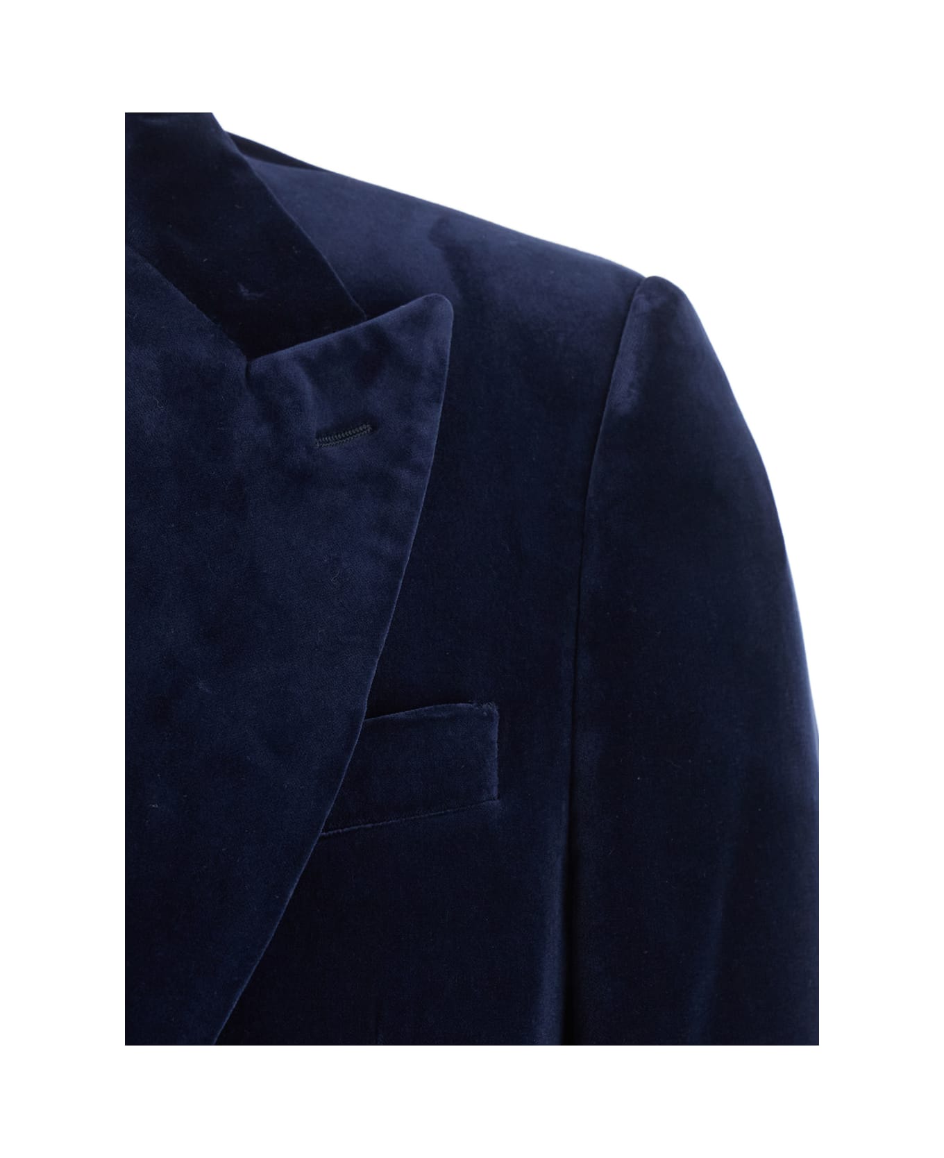 Lardini Blue Single-breasted Jacket With Pointed Lapels In Velvet Man - Blu
