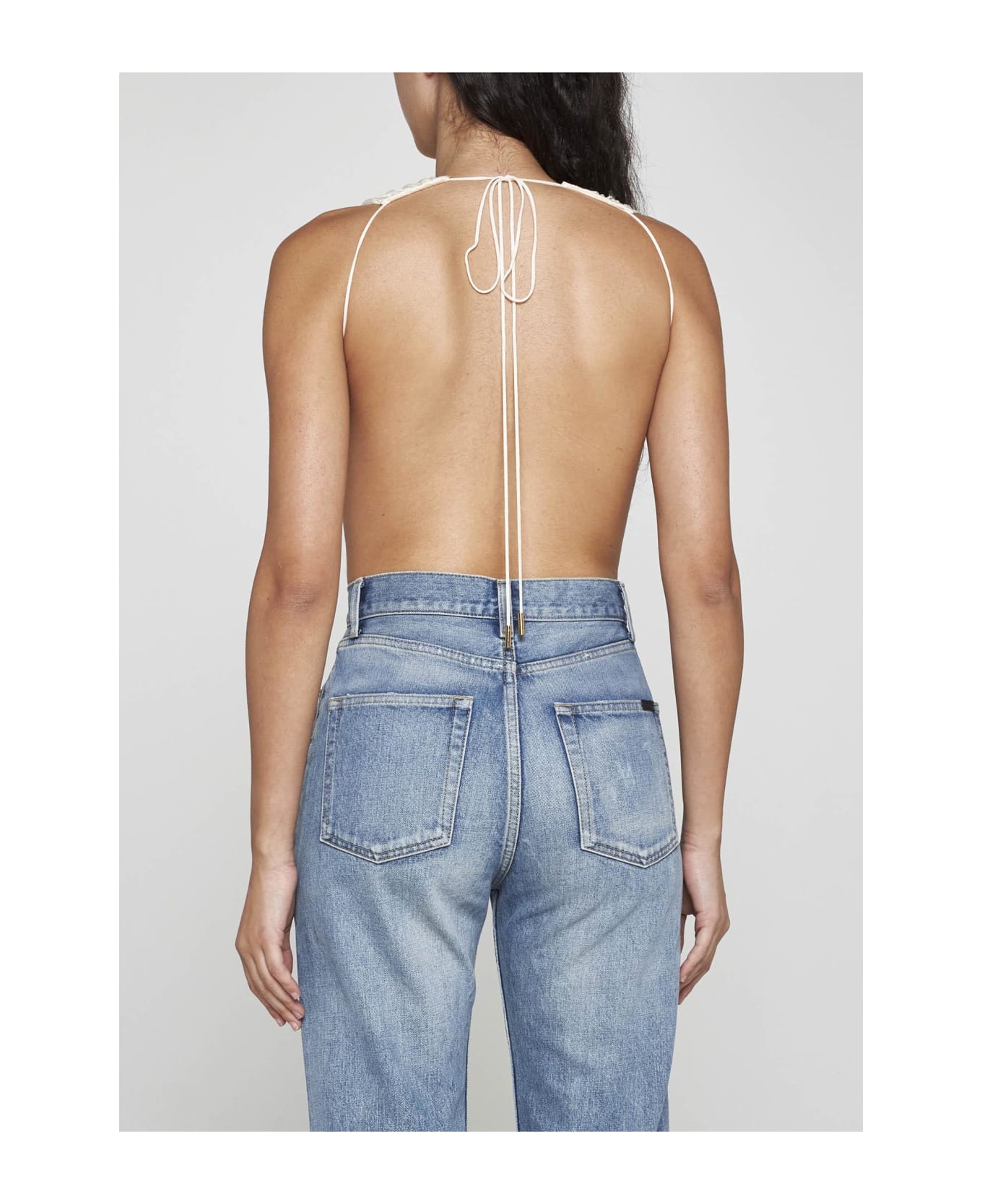 Saint Laurent Viscose Halter-neck Bodysuit - CREAM