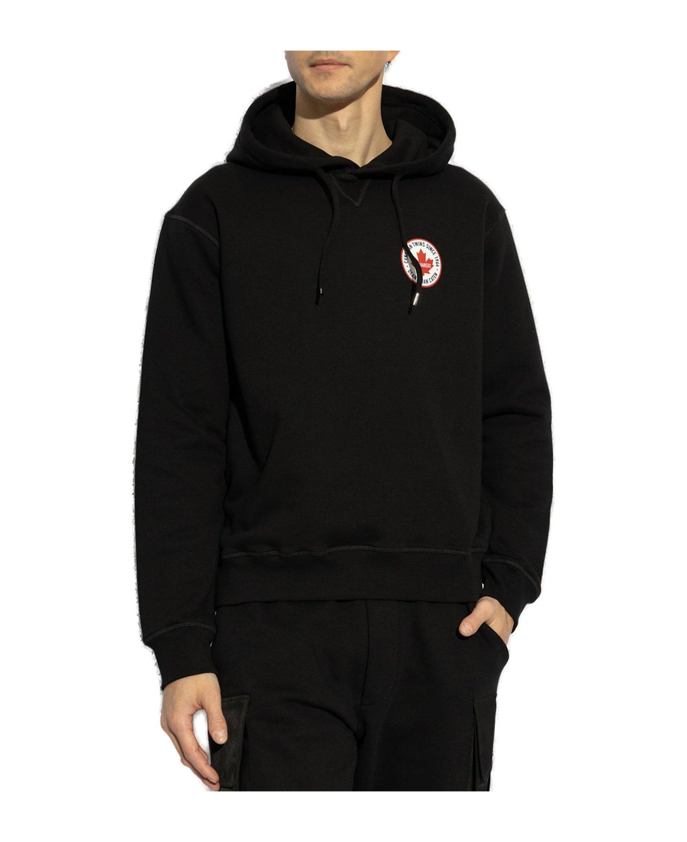 Dsquared2 Cool Fit Logo Patch Hoodie - Black