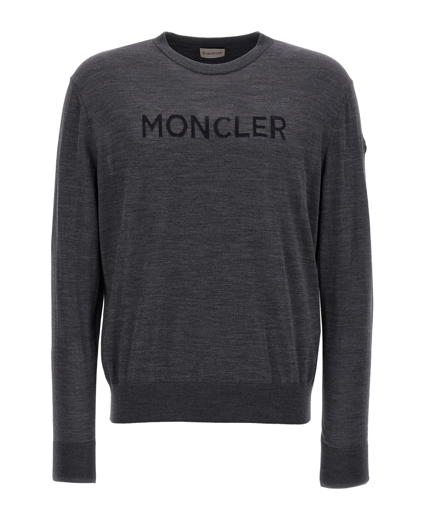 Moncler Logo Intarsia Sweater - Gray ニットウェア