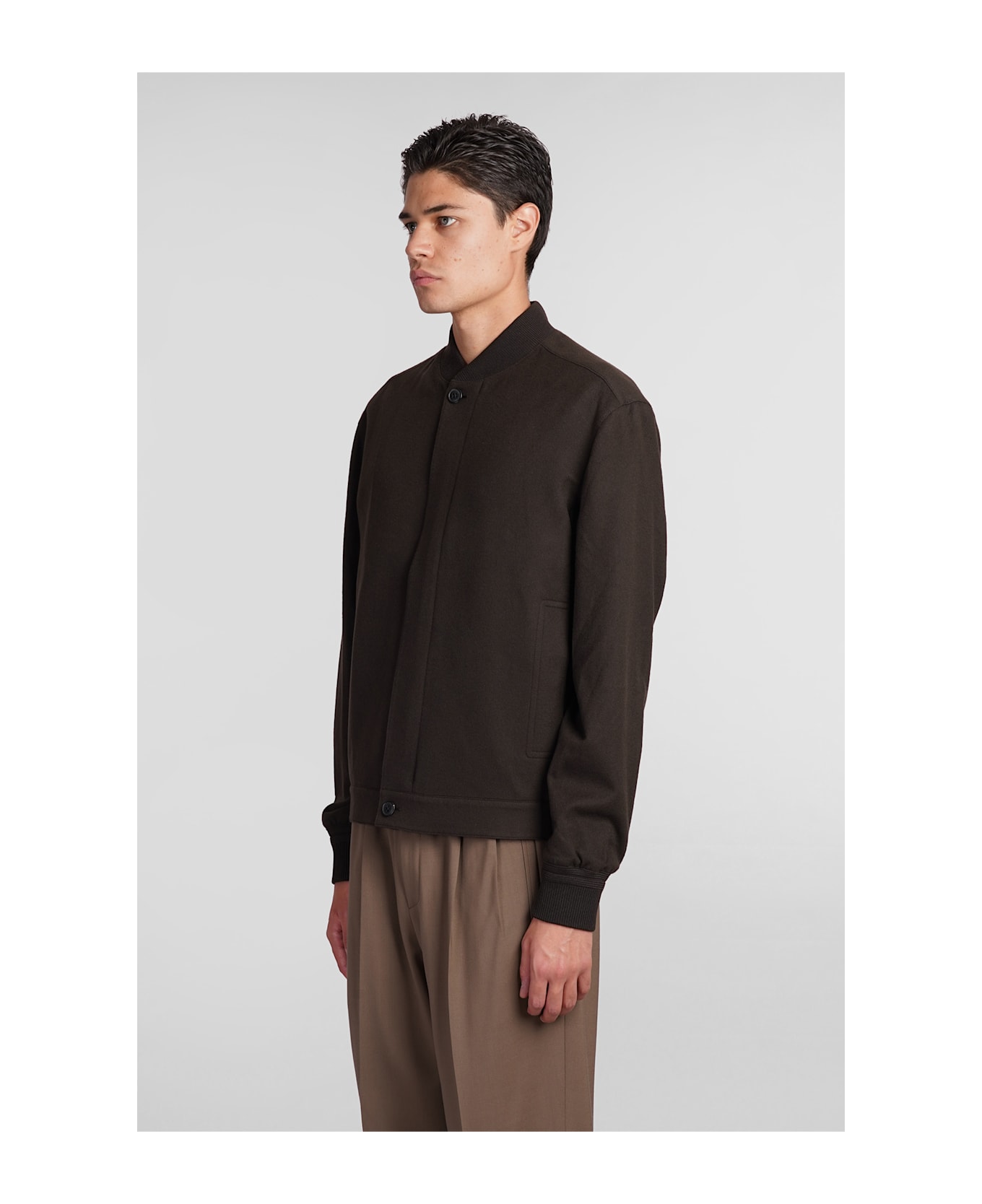 Zegna Bomber In Brown Cashmere - brown