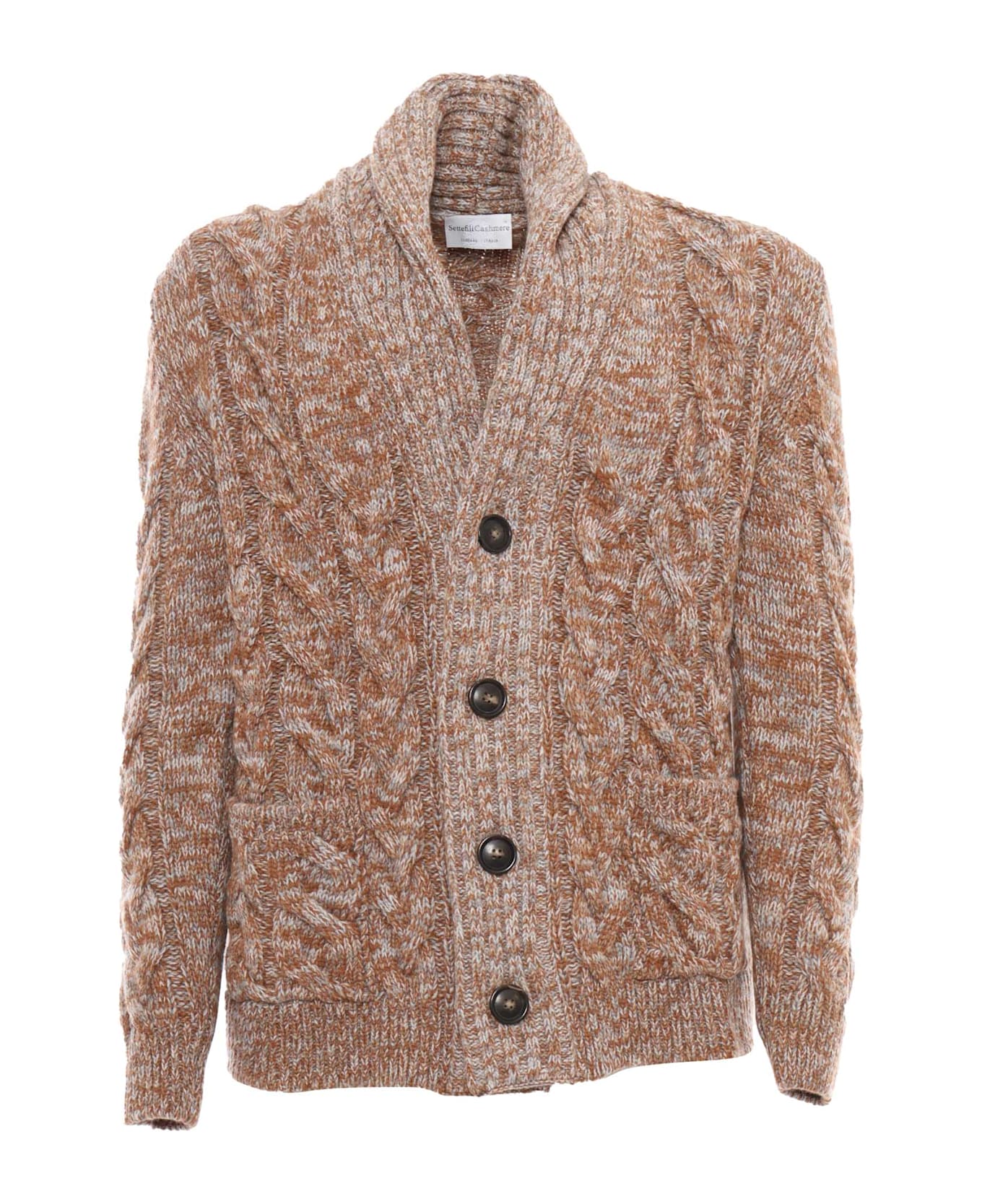 Settefili Cashmere Braided Cardigan - BROWN