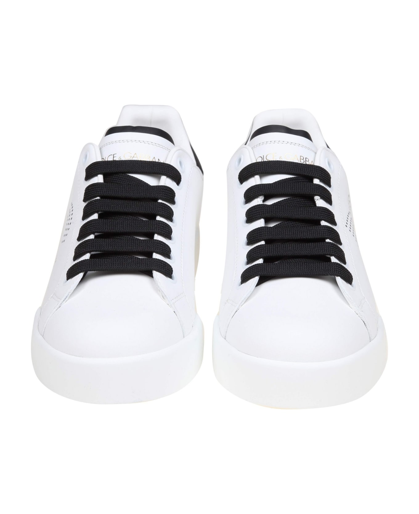 Dolce & Gabbana Portofino Light Sneakers In Black And White Leather - white/black