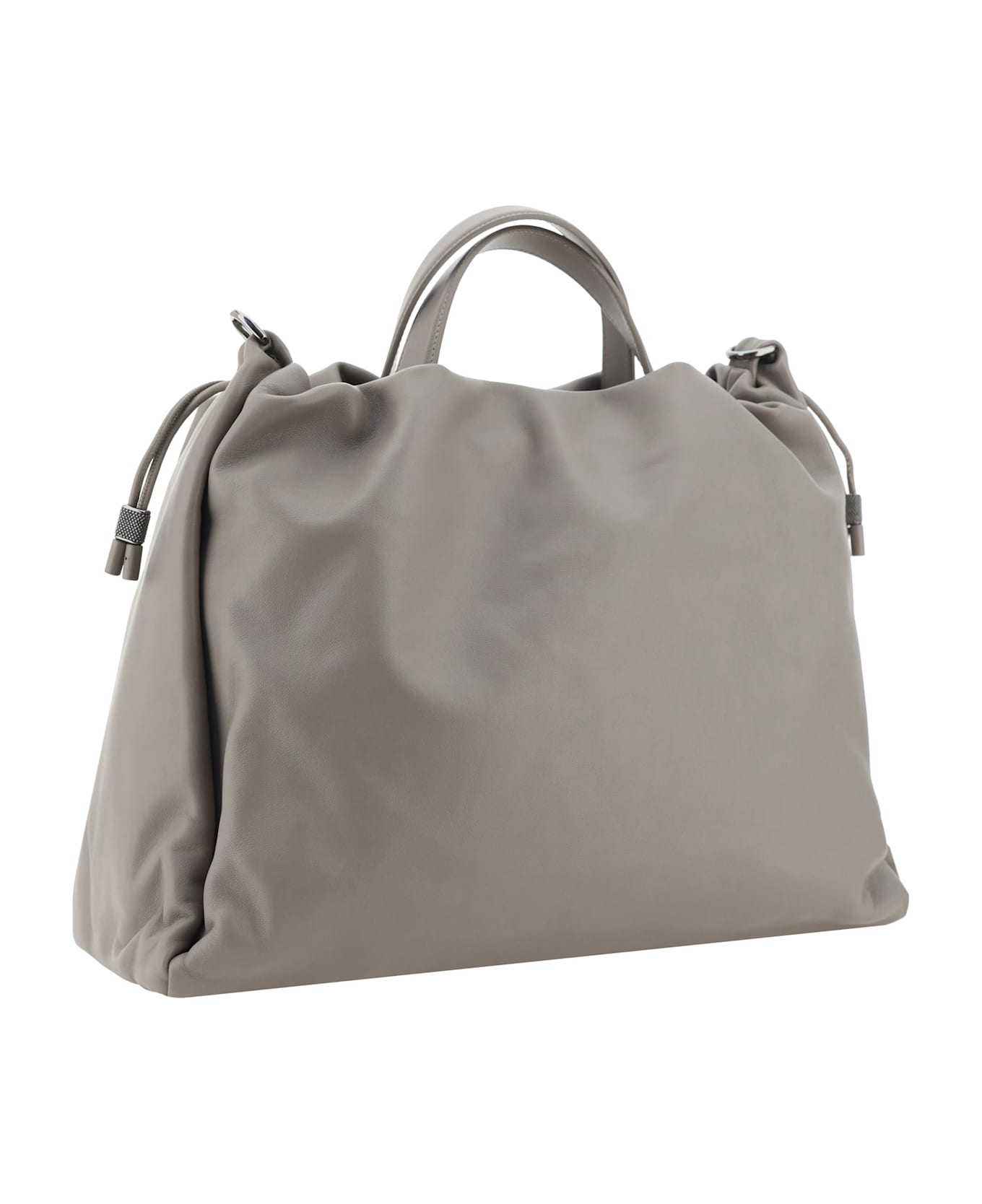 Brunello Cucinelli Monili Chain Detailed Drawstring Tote Bag - Pietra Serena