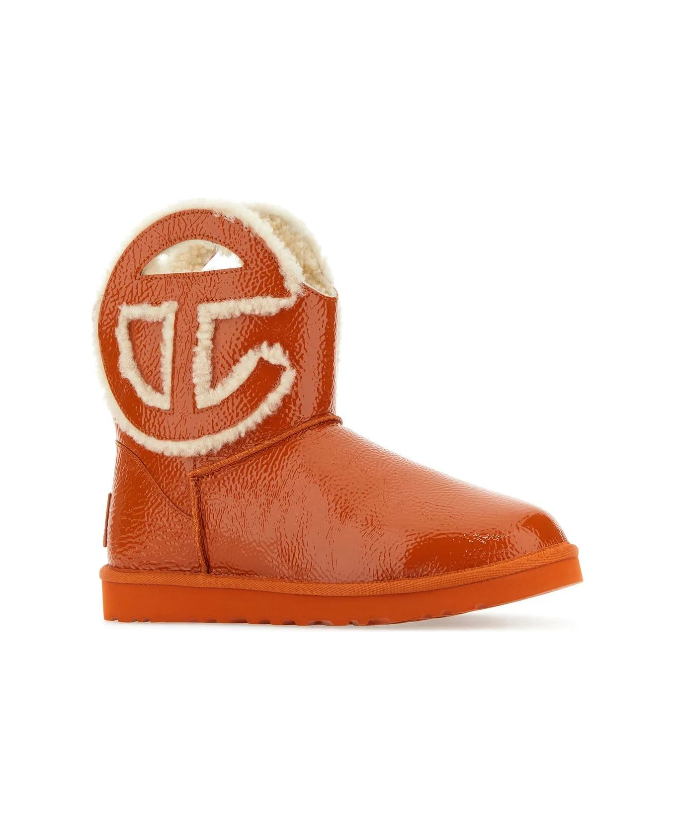 UGG Orange Leather X Telfar Logo Mini Crinkle Ankle Boots - Orange