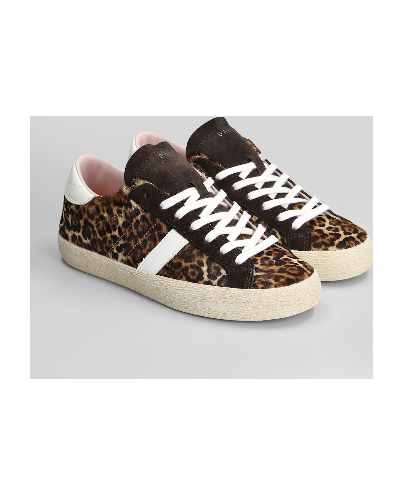 D.A.T.E. Hill Low Leopard Sneakers In Animalier Suede And Fabric - Animalier