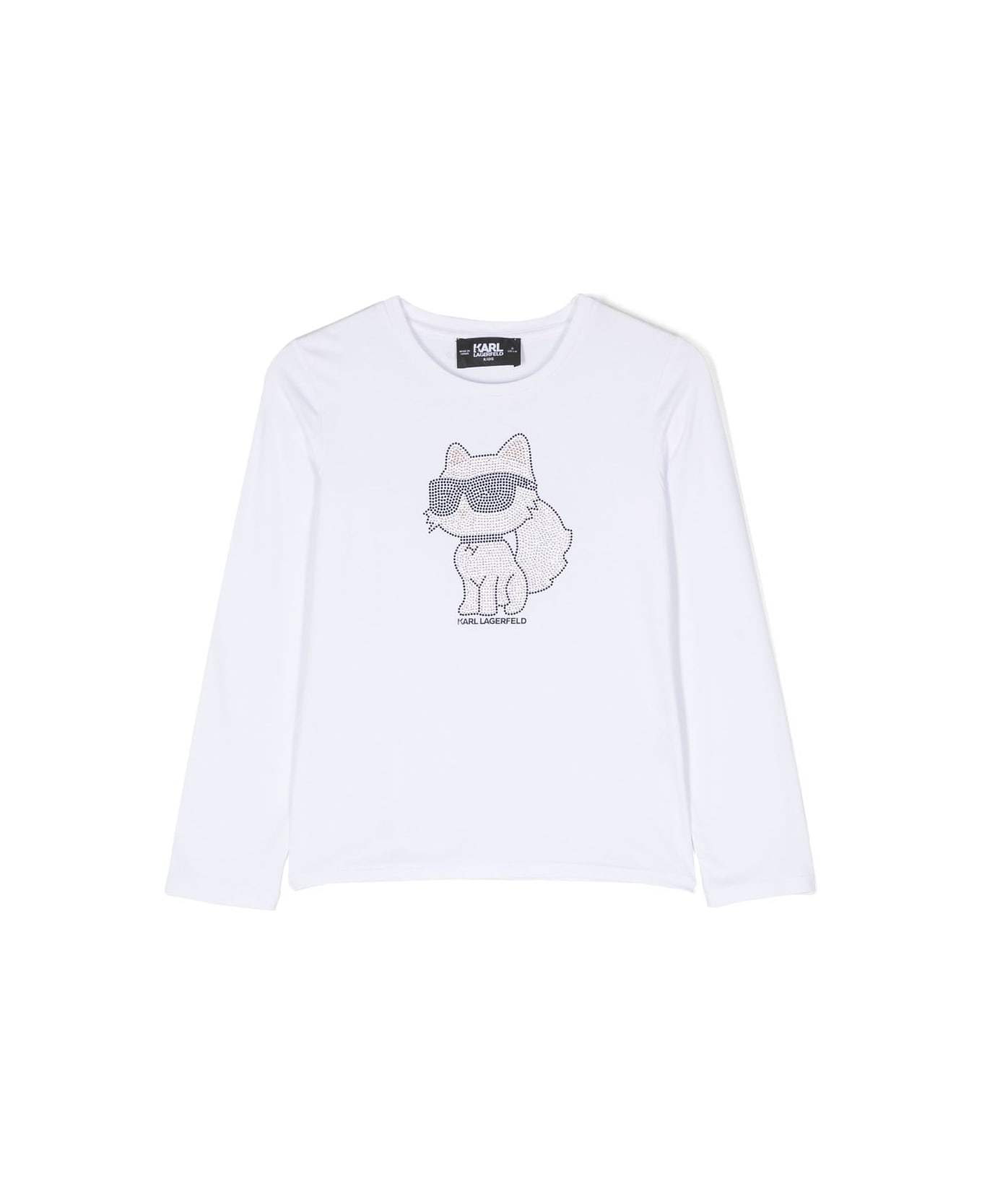 Karl Lagerfeld Kids Karl Lagerfeld T-shirt Choupette Bianca In Misto Cotone E Modale Bambina - Bianco