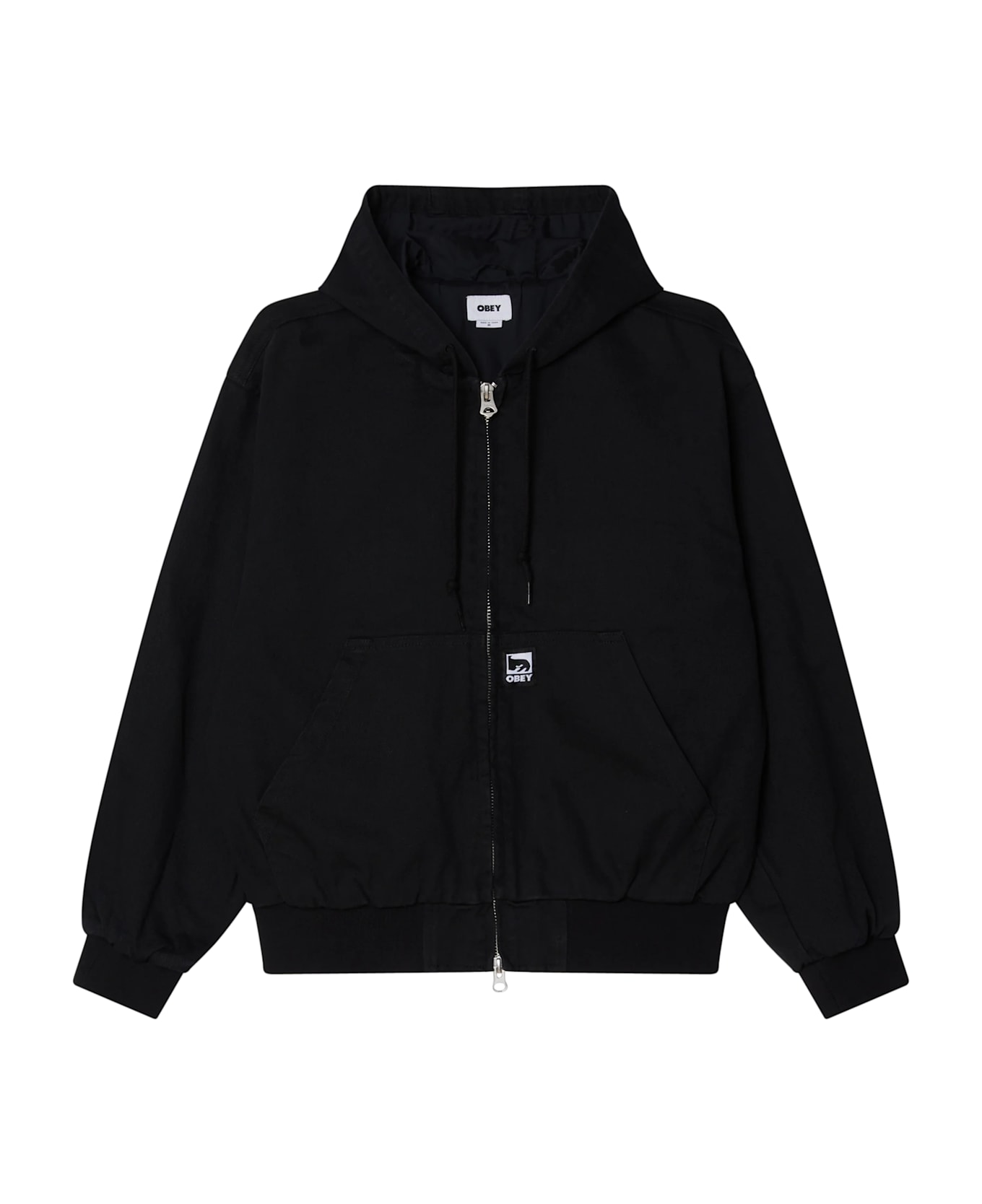 Obey Glen Zip Up Jacket - Black Faded Wash
