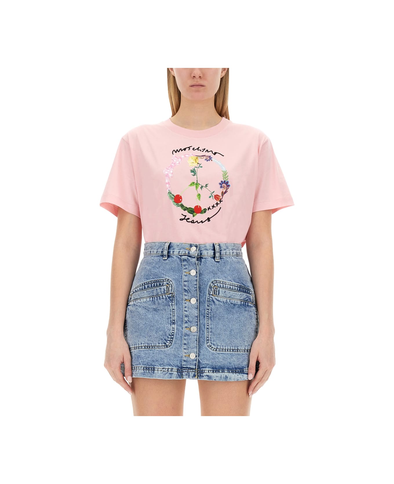 M05CH1N0 Jeans T-shirt With Logo - PINK