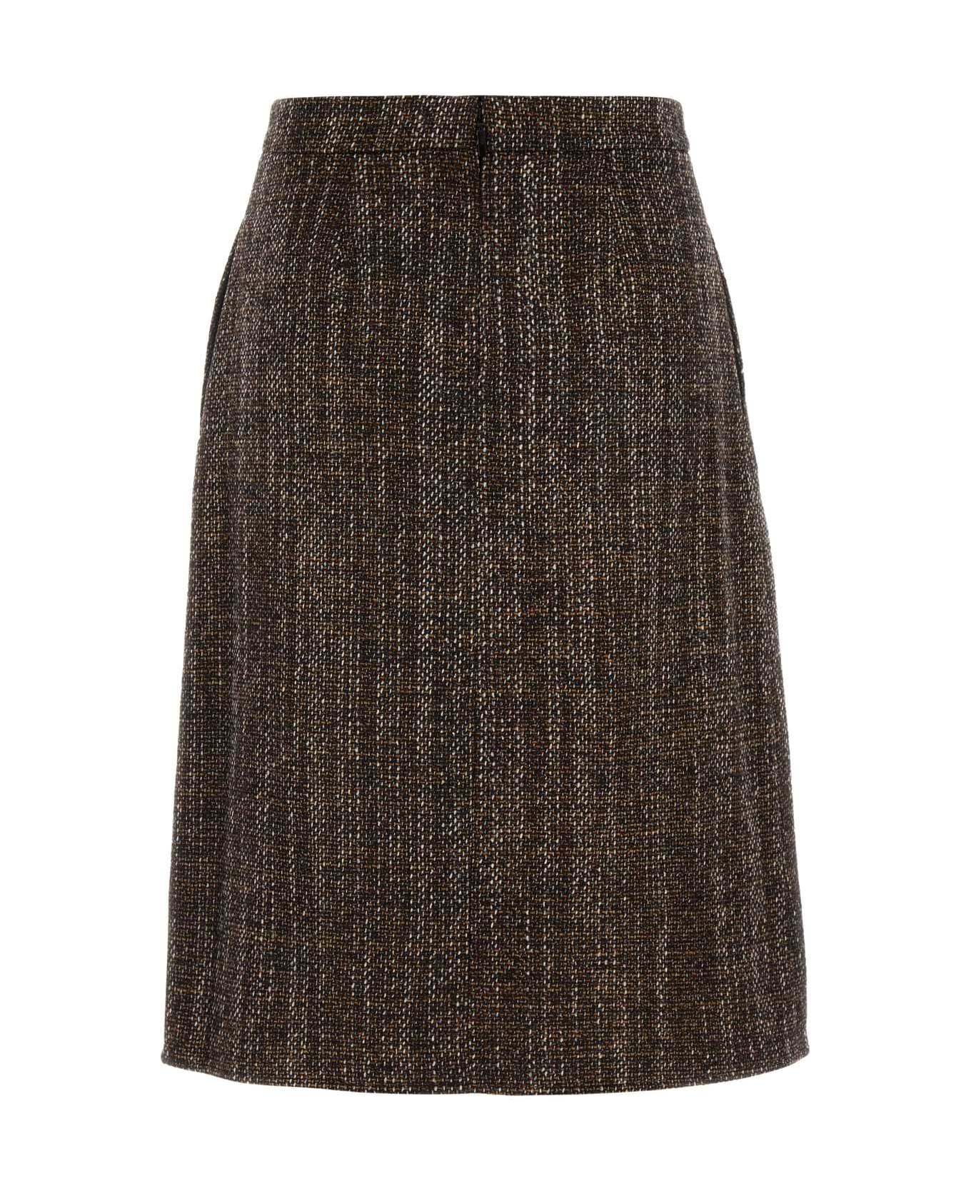 Fendi Multicolor Tweed Skirt - RUST-25