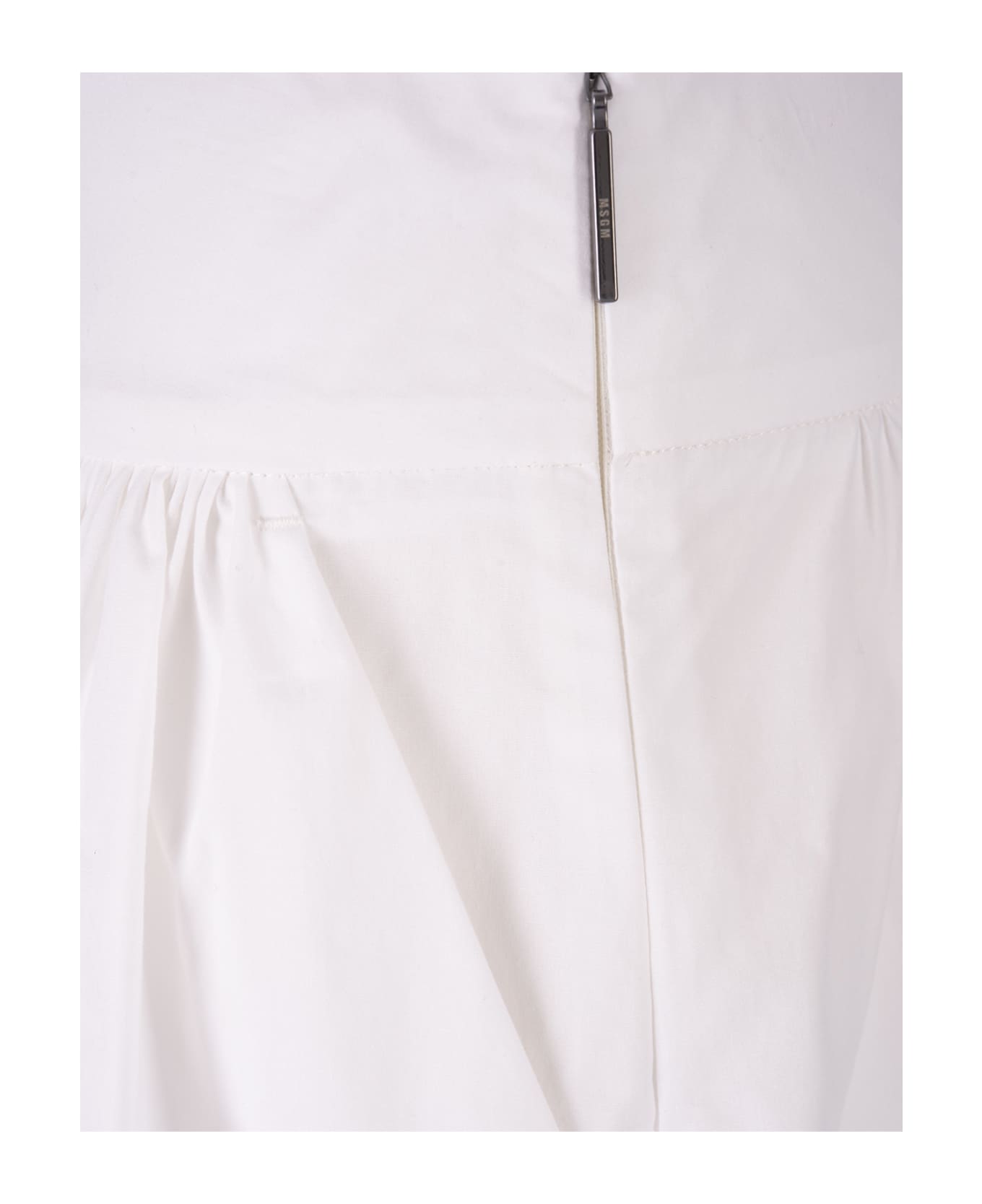 MSGM Flared Shorts In White Poplin - White