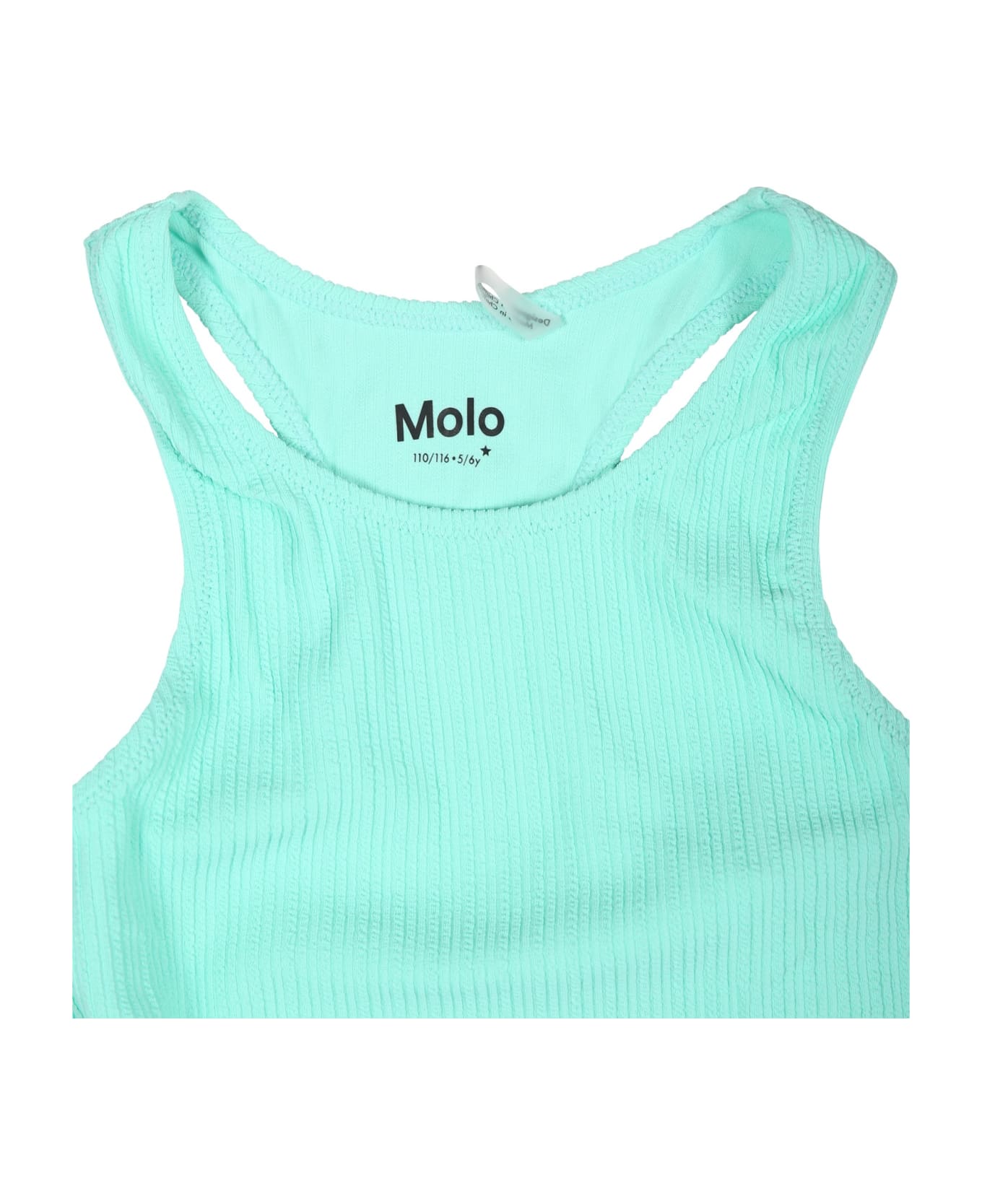 Molo Green Beach Cover-up For Girl - Green ワンピース＆ドレス