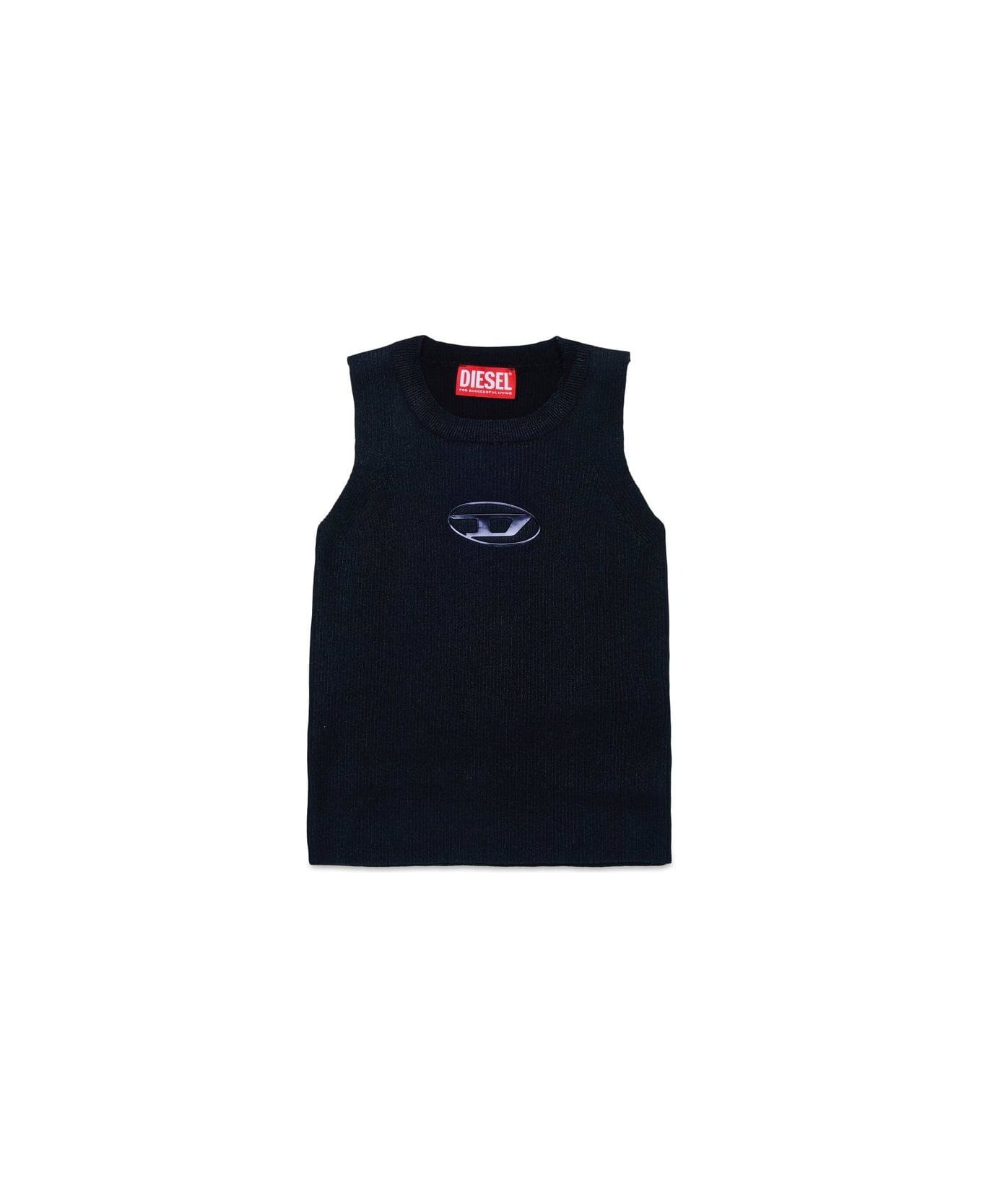 Diesel Konerva Logo-embroidered Ribbed-knit Tank Top - Black Tシャツ＆ポロシャツ