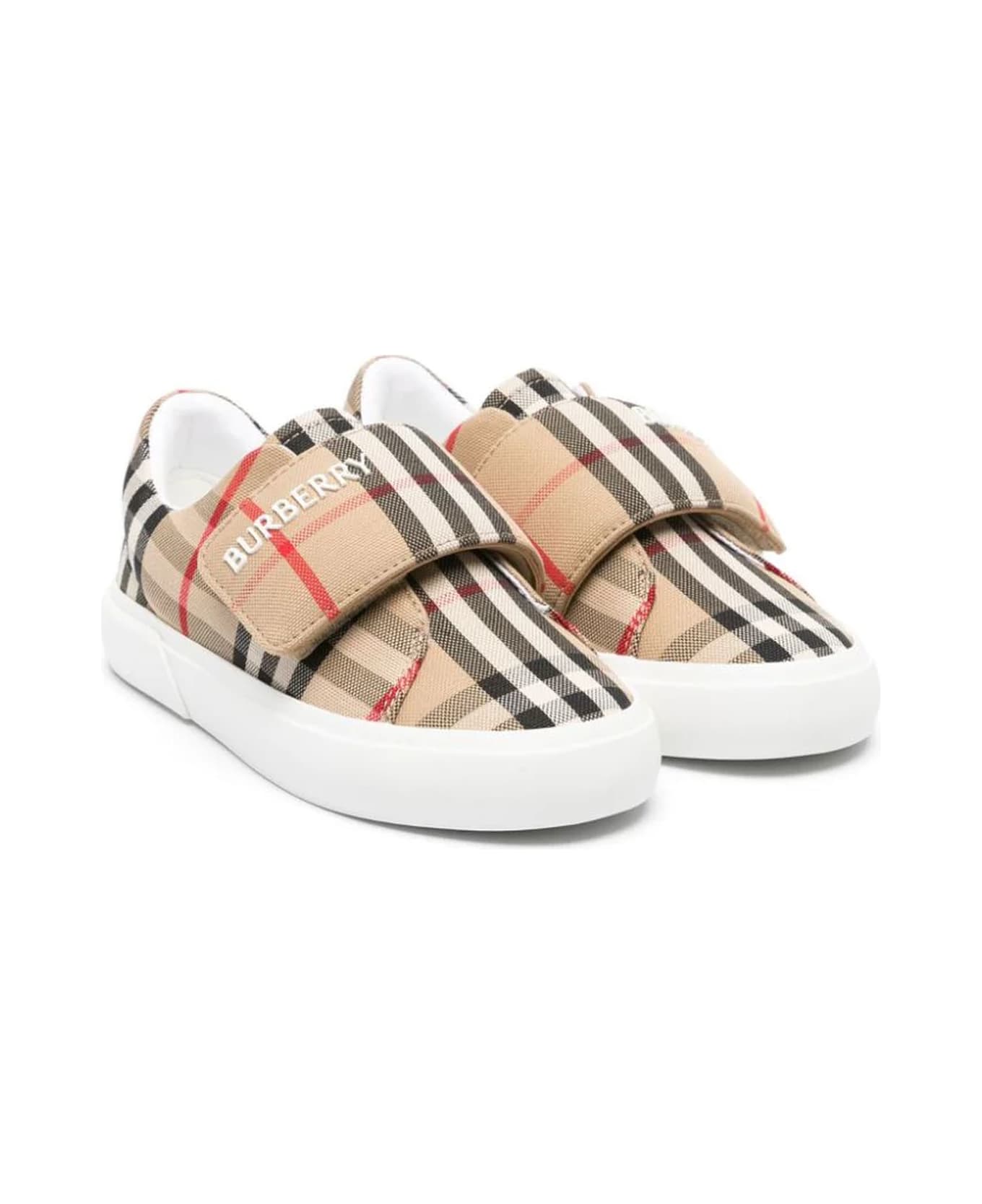 Burberry Beige Touch-strap Trainers - Beige
