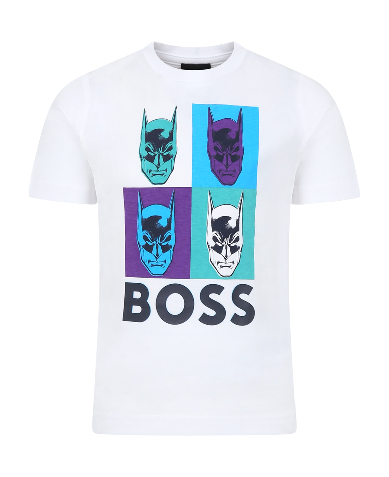 Hugo Boss White T-shirt For Boy With Batman Print - White