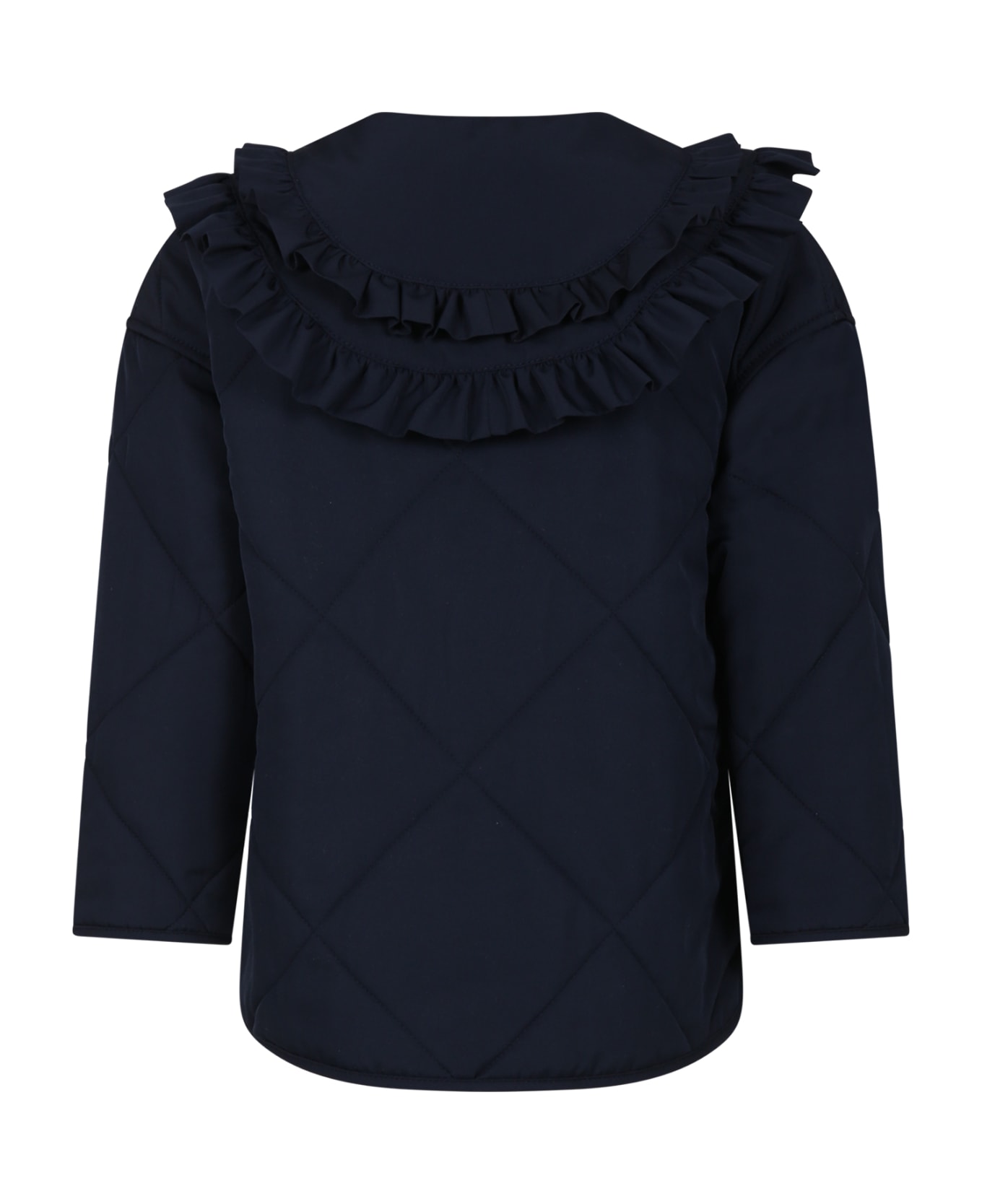 Philosophy di Lorenzo Serafini Kids Blue Down Jacket For Girl With Frills - Blue