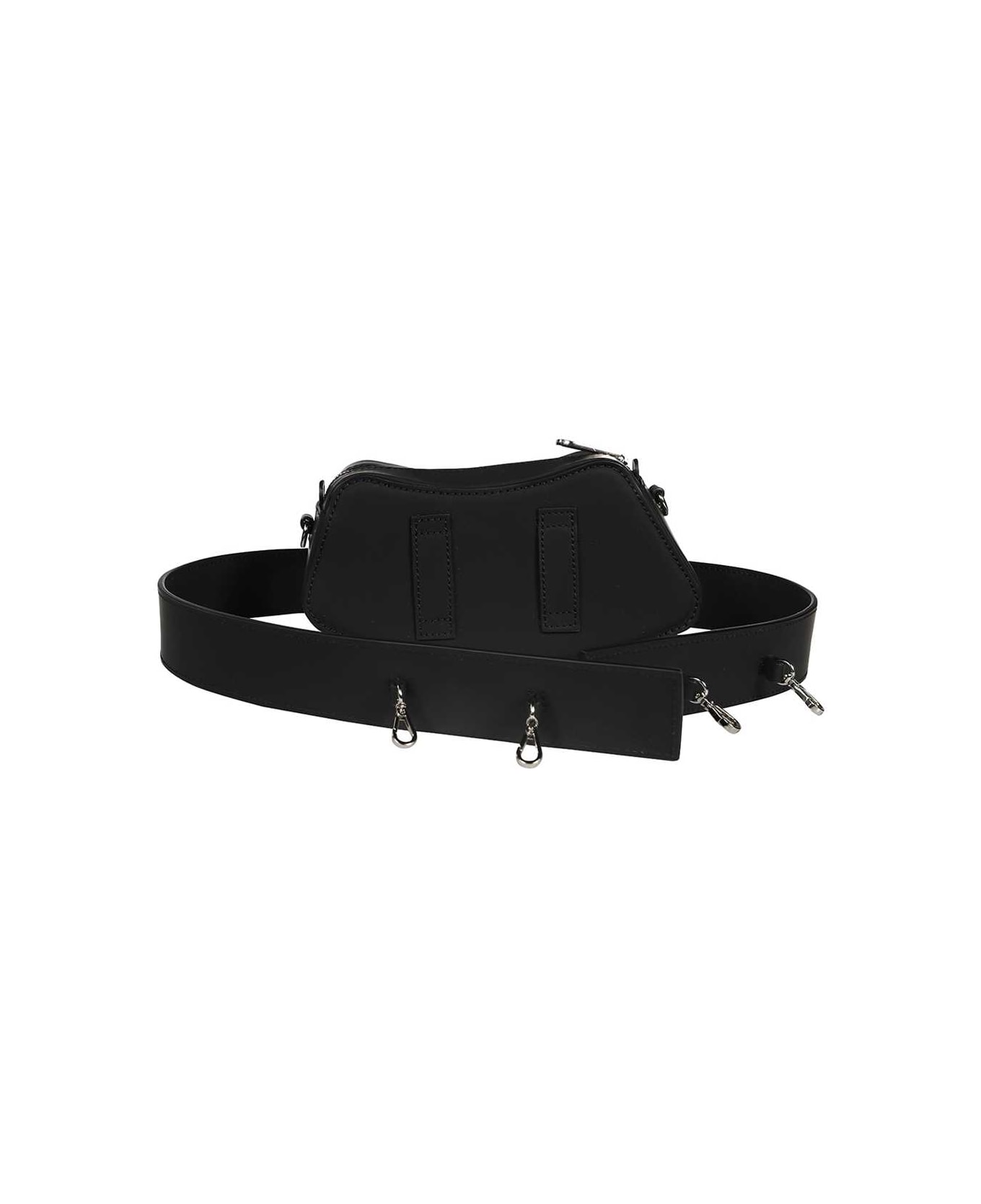 GCDS Leather Shoulder Bag - black