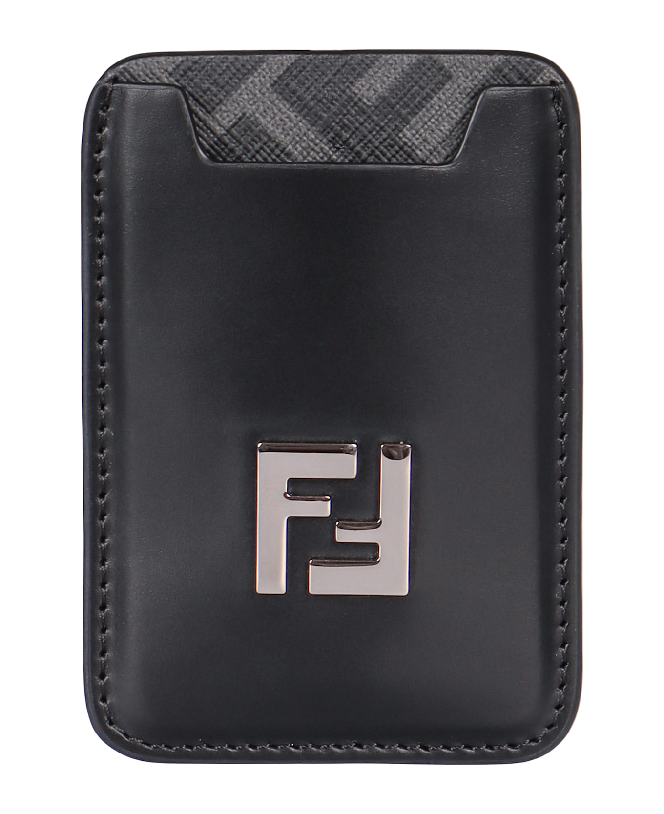 Fendi Squared Ff Leather Card Holder - black