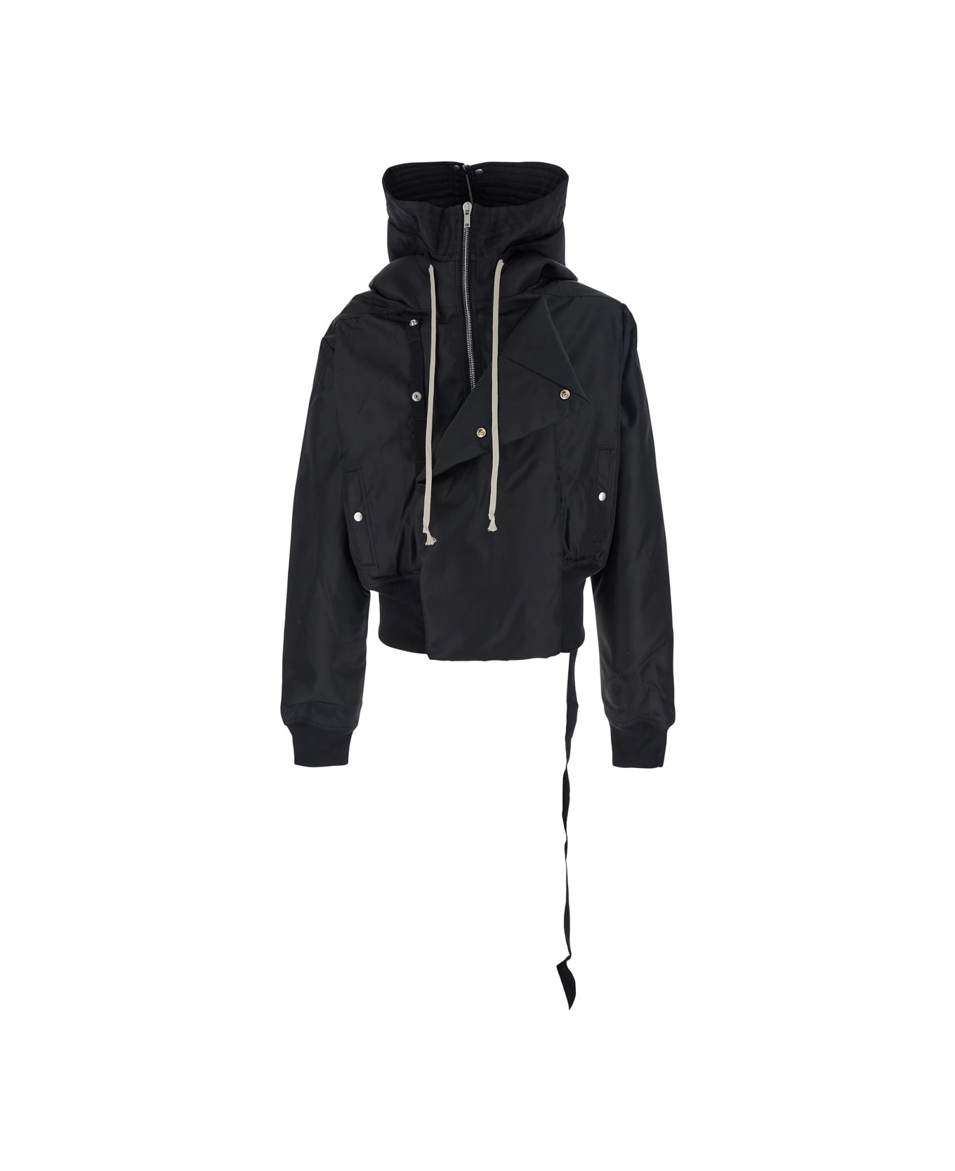 DRKSHDW 
alice
 Black Jacket With Oversized Hood And Asymmetrical Flap In Tech Fabric Man - Black