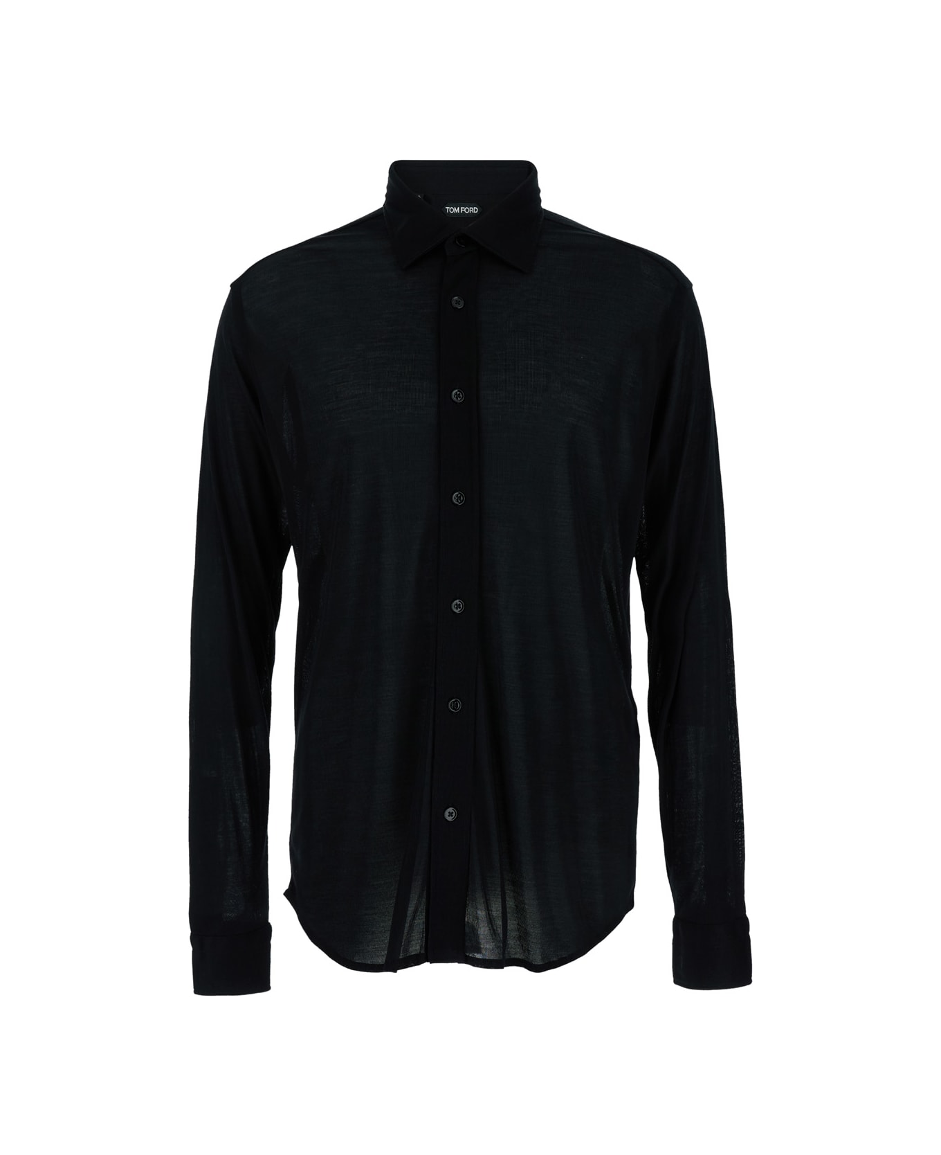 Tom Ford Camicia In Jersey Di Seta Lucida - Black
