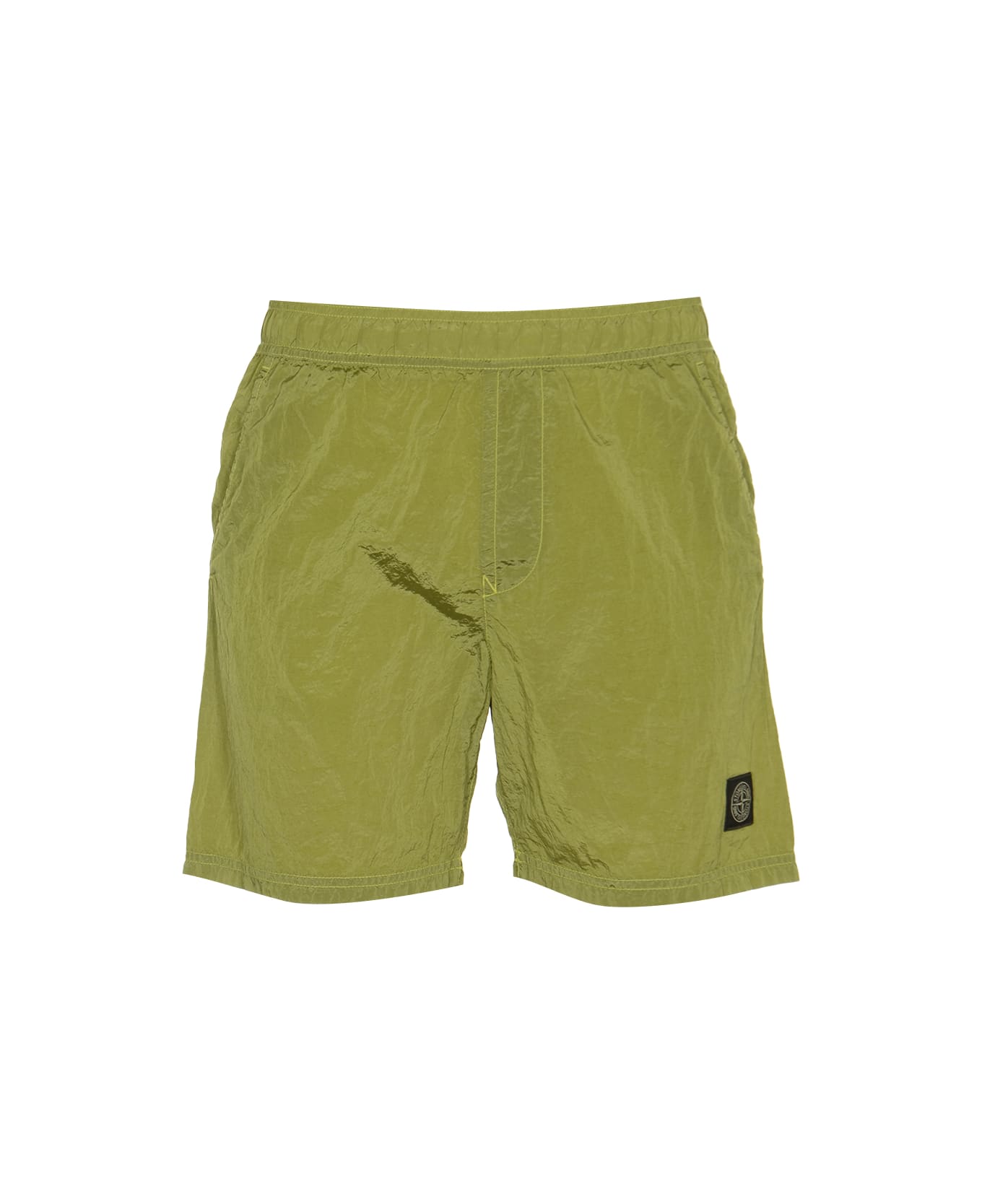 Stone Island Logo Patch Shorts - Yellow