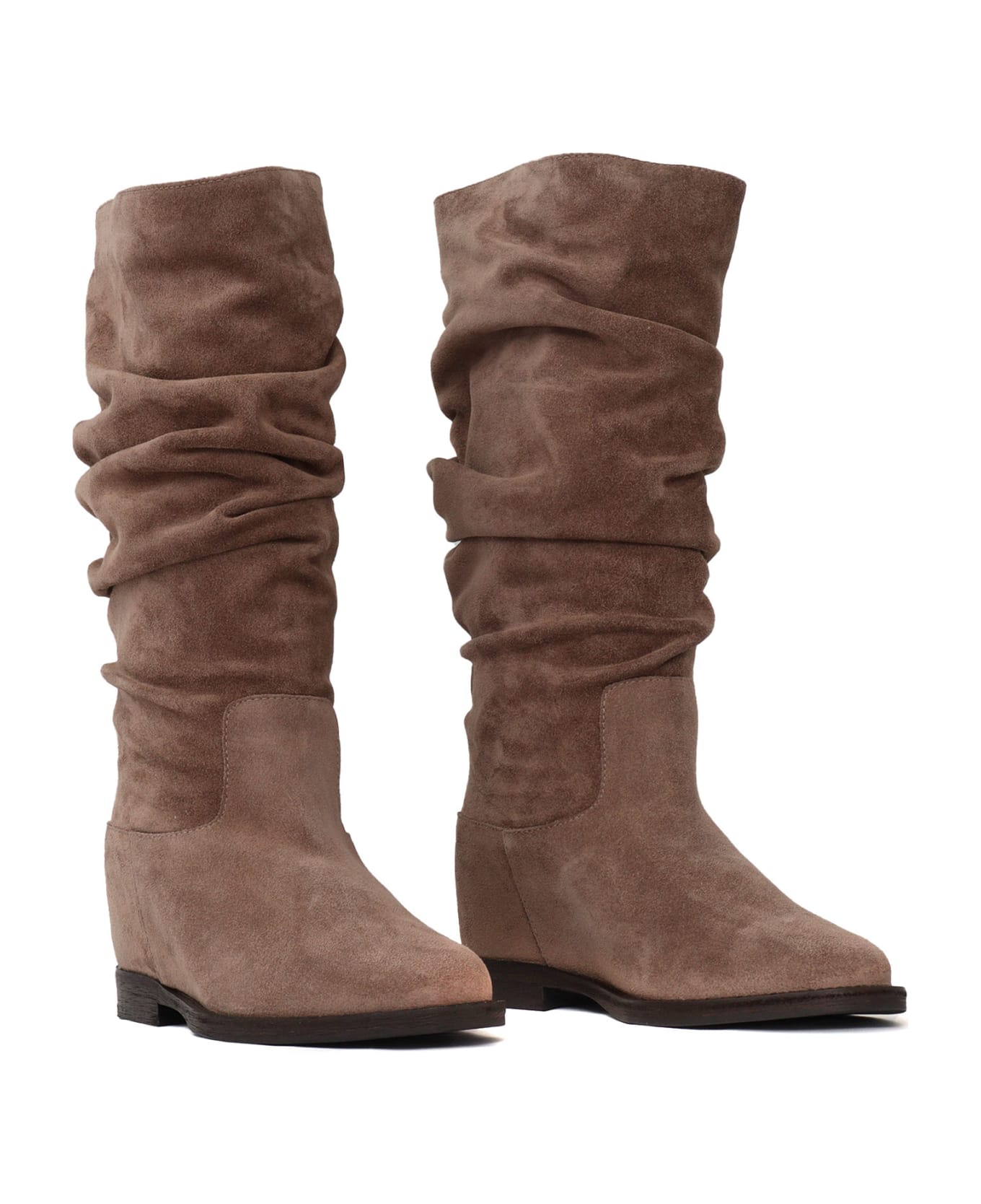 Via Roma 15 Pleated Boots - BEIGE
