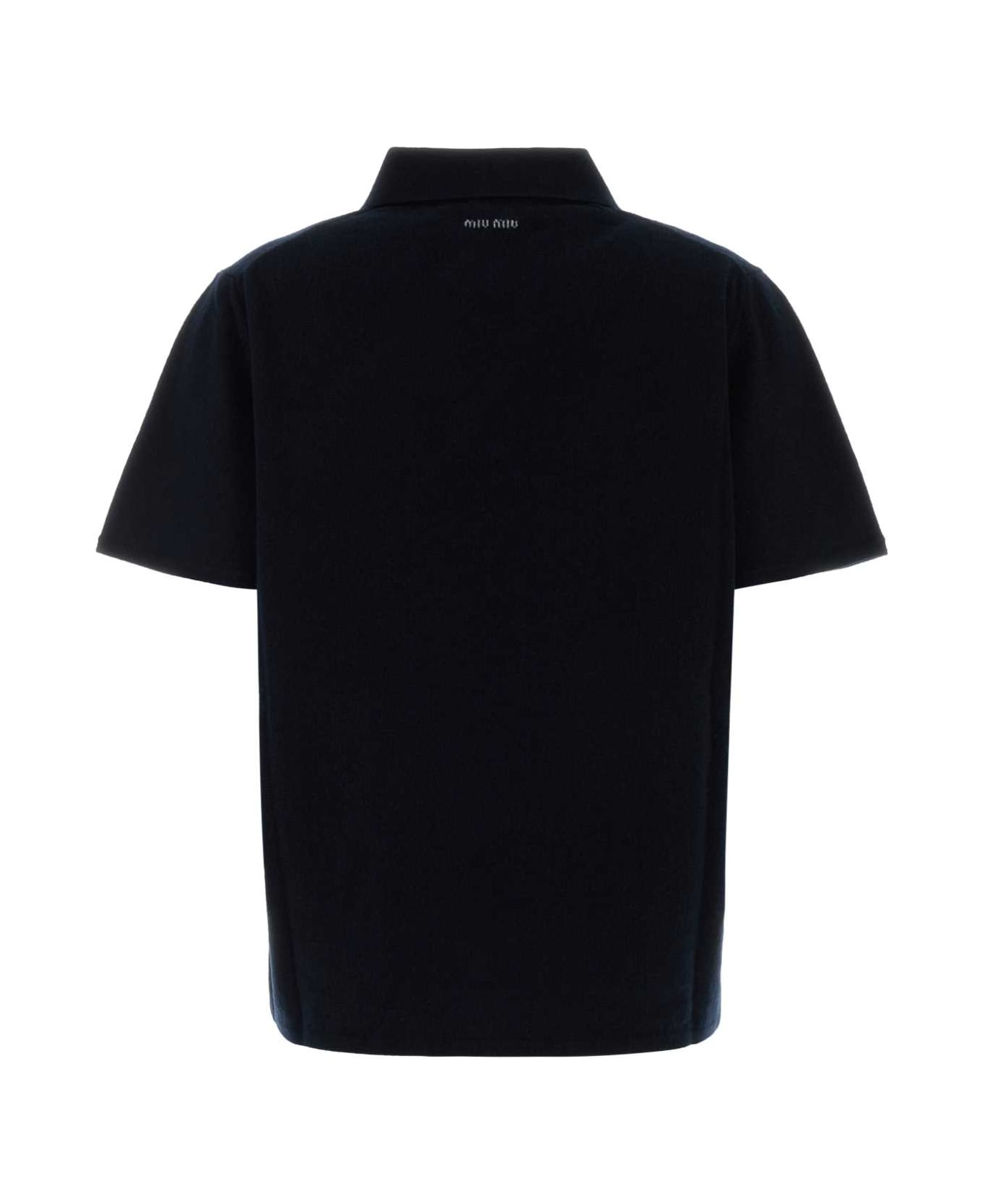 Miu Miu Midnight Blue Cashmere Polo Shirt - BLEU