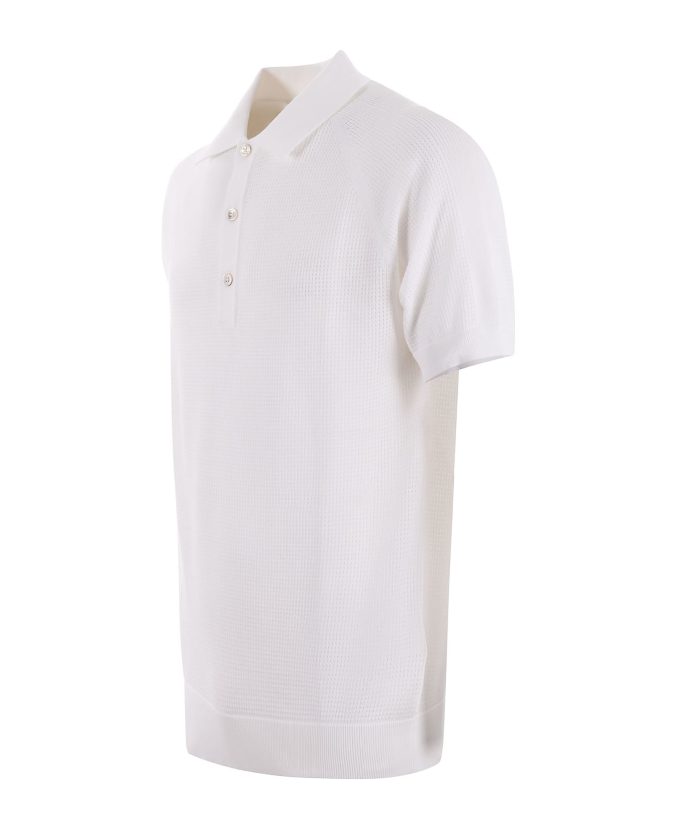 Paolo Pecora Polo Shirt In Cotton Thread. - Bianco