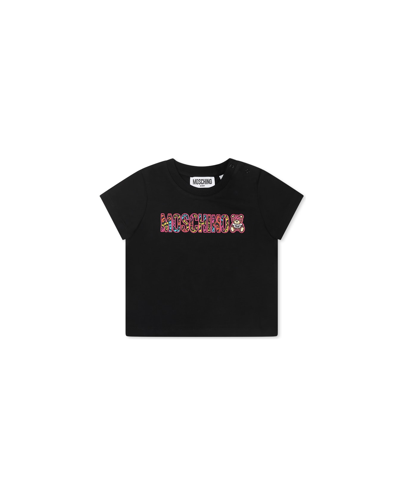 Moschino Black T-shirt For Baby Girl With Teddy Bear - Black