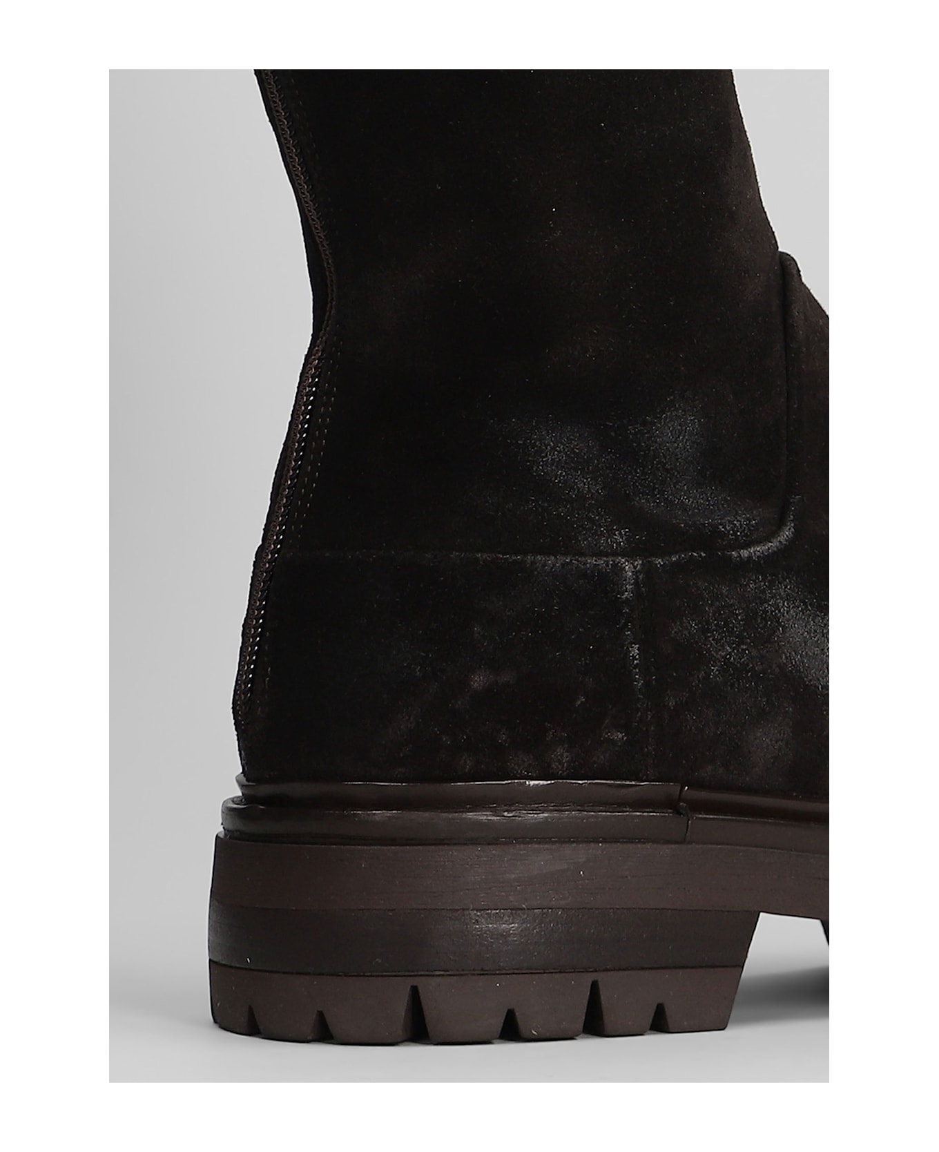 Elena Iachi Combat Boots In Brown Suede - brown