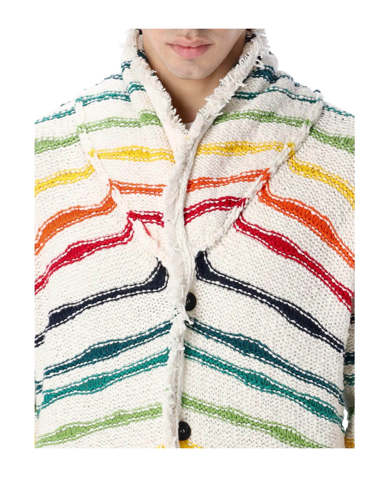 Alanui Island Wave Icon Cardigan - WHITE MULTICOLOR