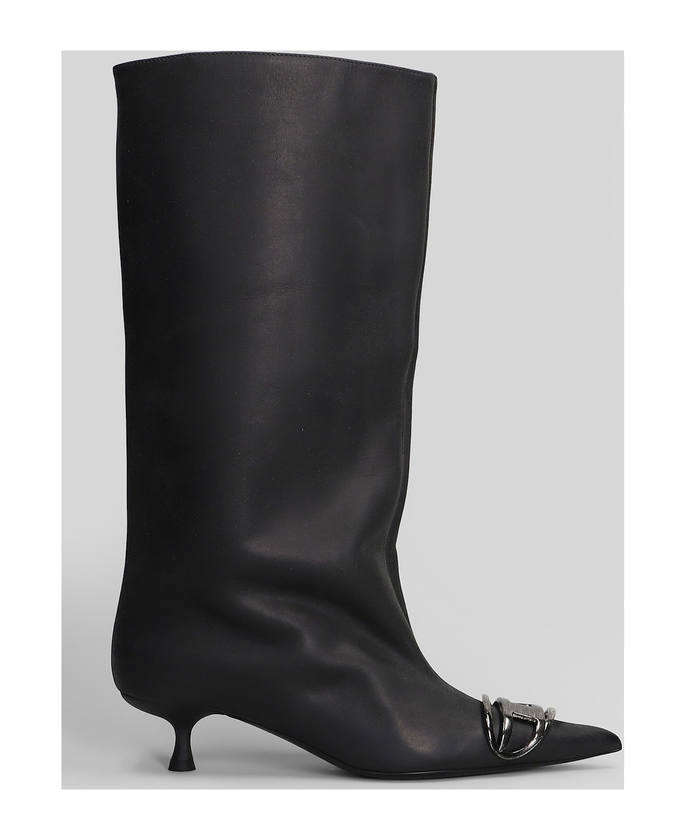 Diesel Venus 40 Tube High Heels Boots In Black Leather - black