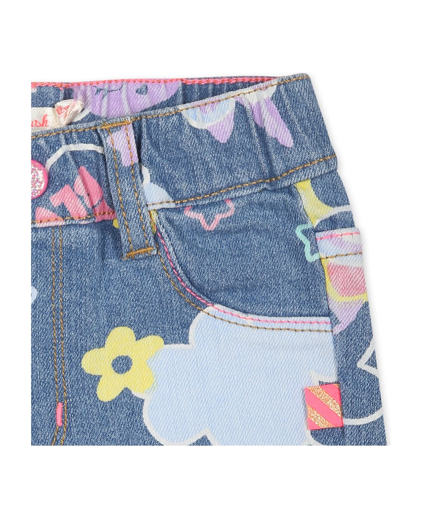 Billieblush Blue Jeans For Baby Girl With Rainbow - Denim