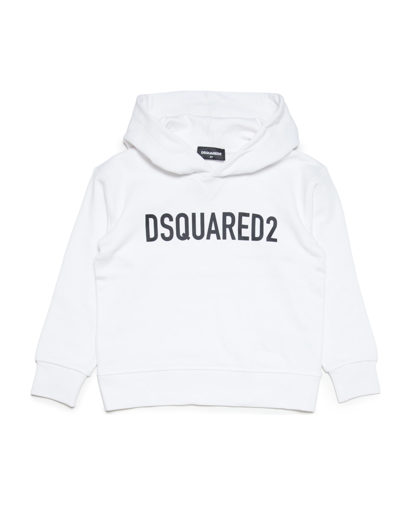 Dsquared2 D2s699u Slouch Fit-eco Sweat-shirt Dsquared White Organic Cotton Sweatshirt With Hood And Logo - Bianco