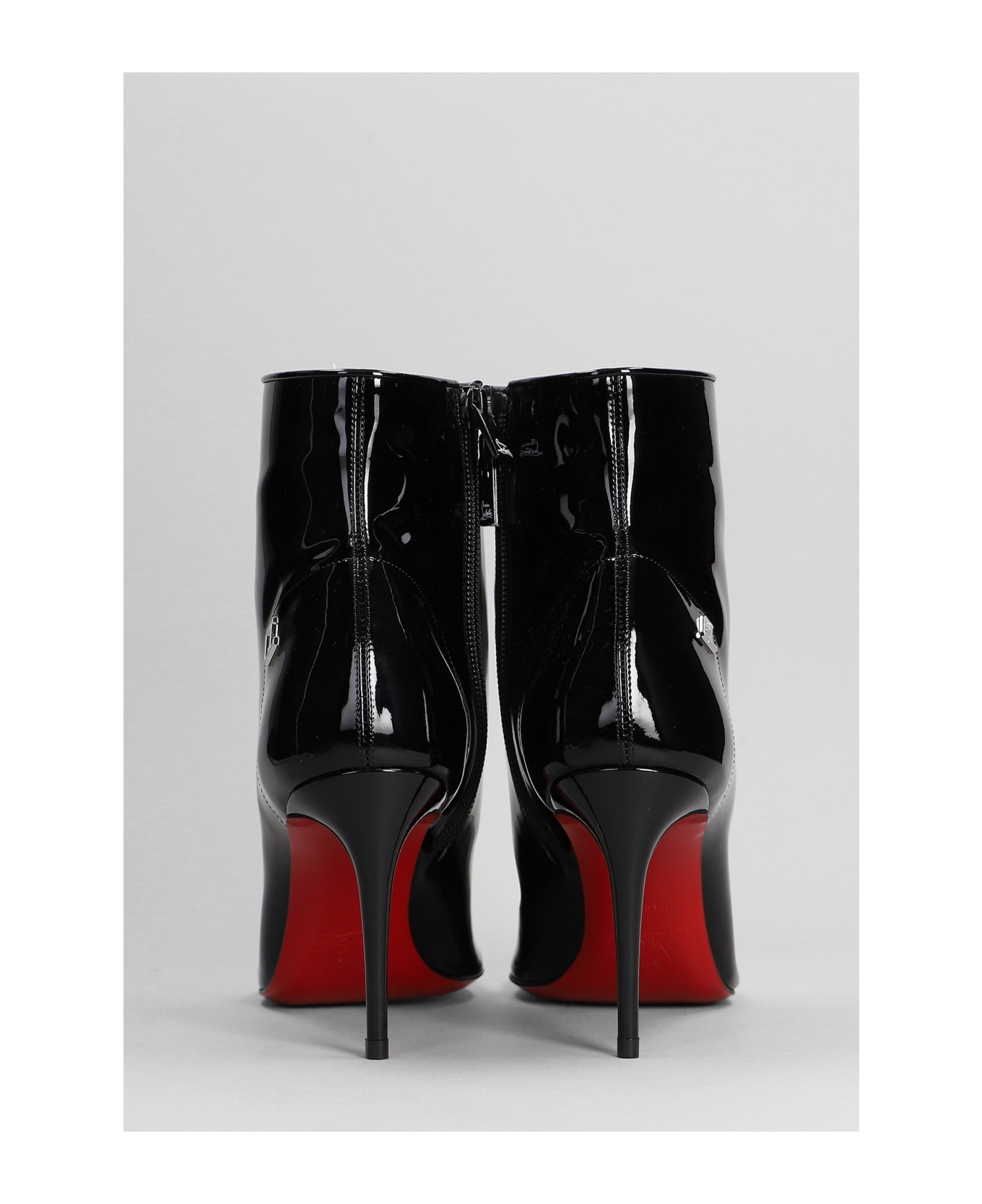 Christian Louboutin Sporty Kate Booty High Heels Ankle Boots In Black Patent Leather - black ブーツ
