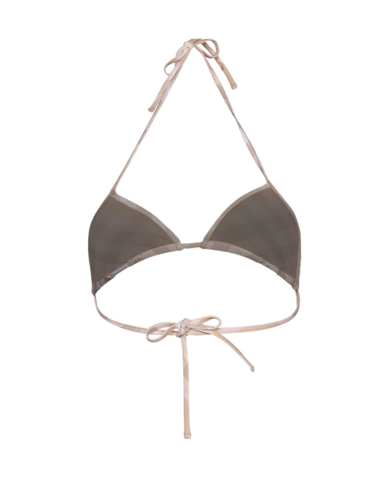 Burberry Checked Halterneck Triangle Bikini Top - NEUTRALS