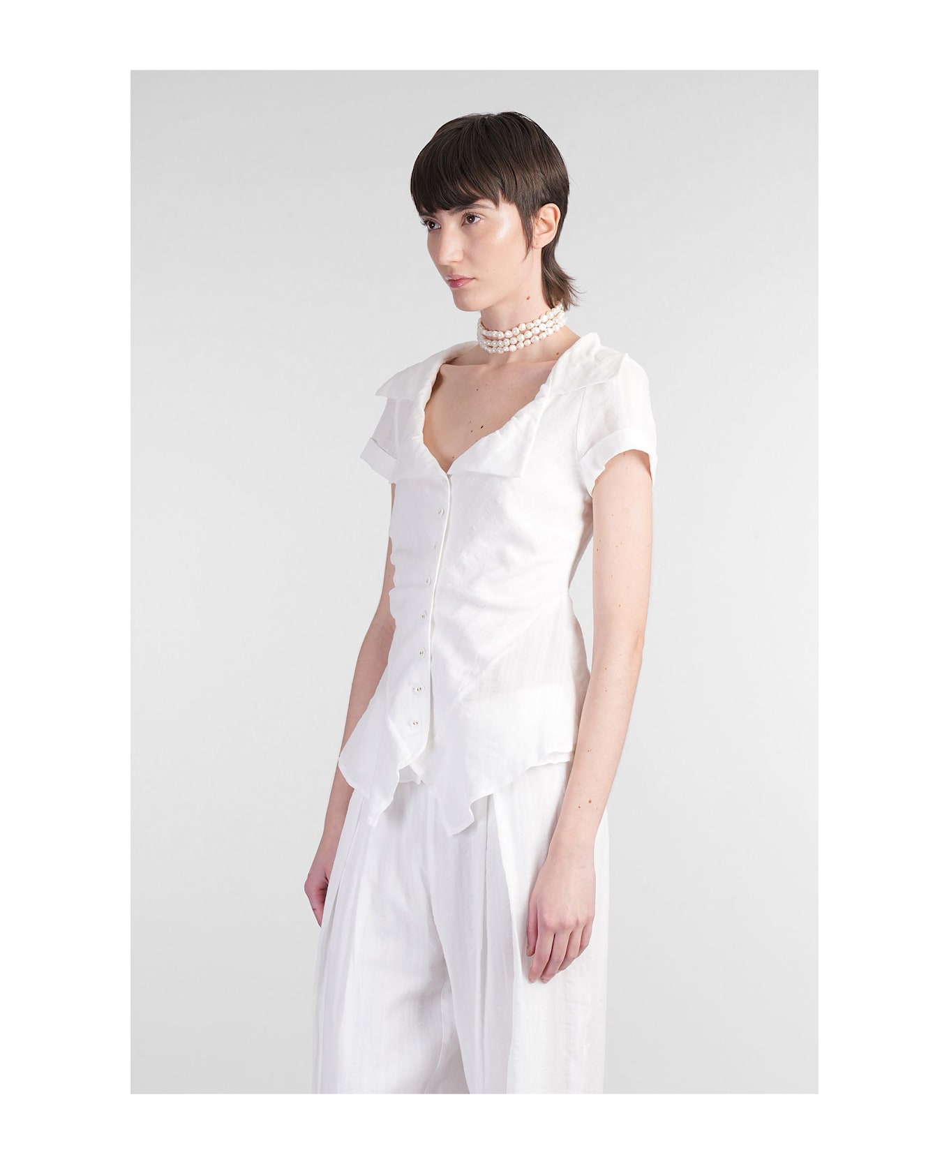 Cult Gaia Shallie Shirt In White Cotton - white