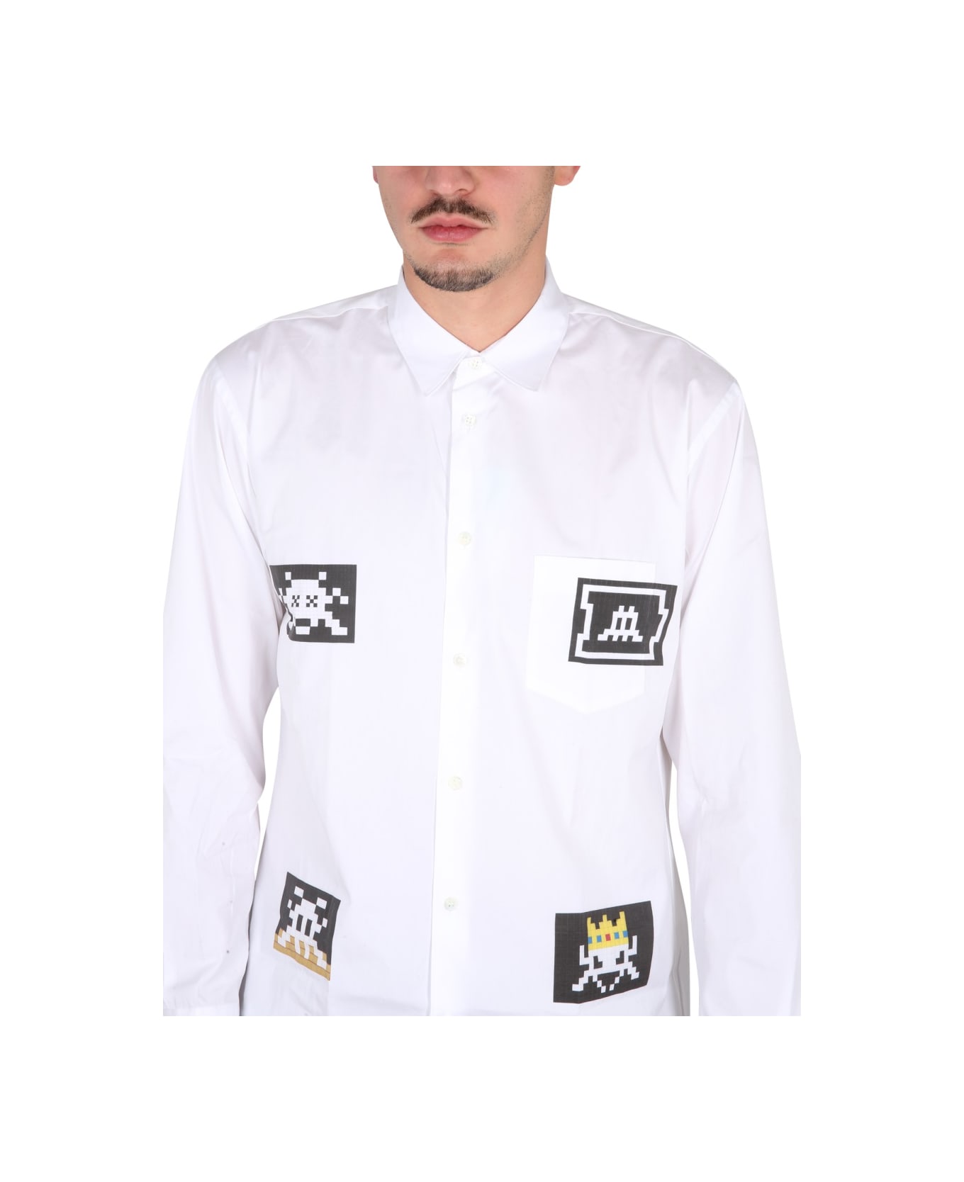 Comme des Garçons Shirt Digital Invaders Shirt - WHITE シャツ